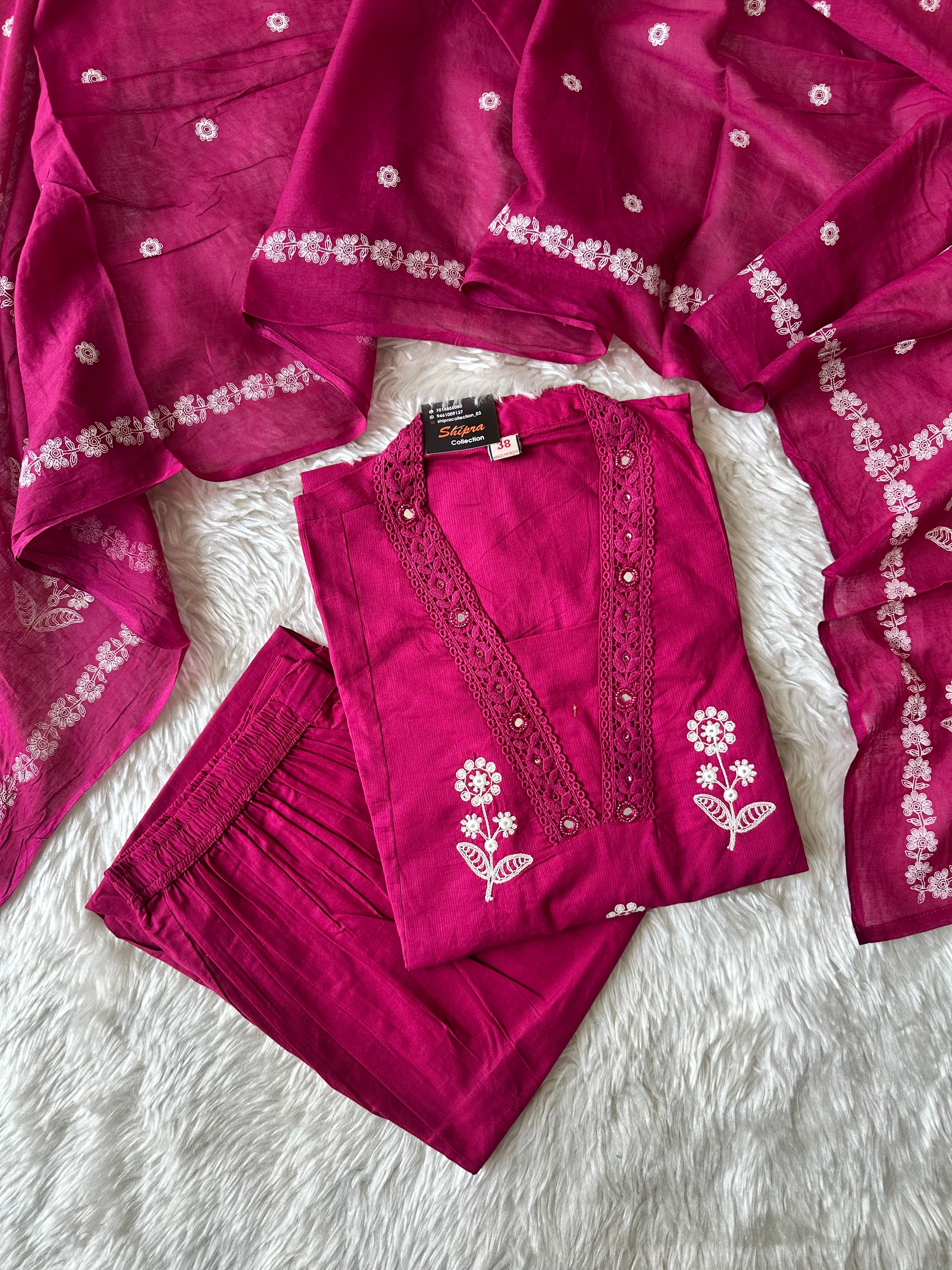 Premium Cotton Kurti Pant Dupatta Set