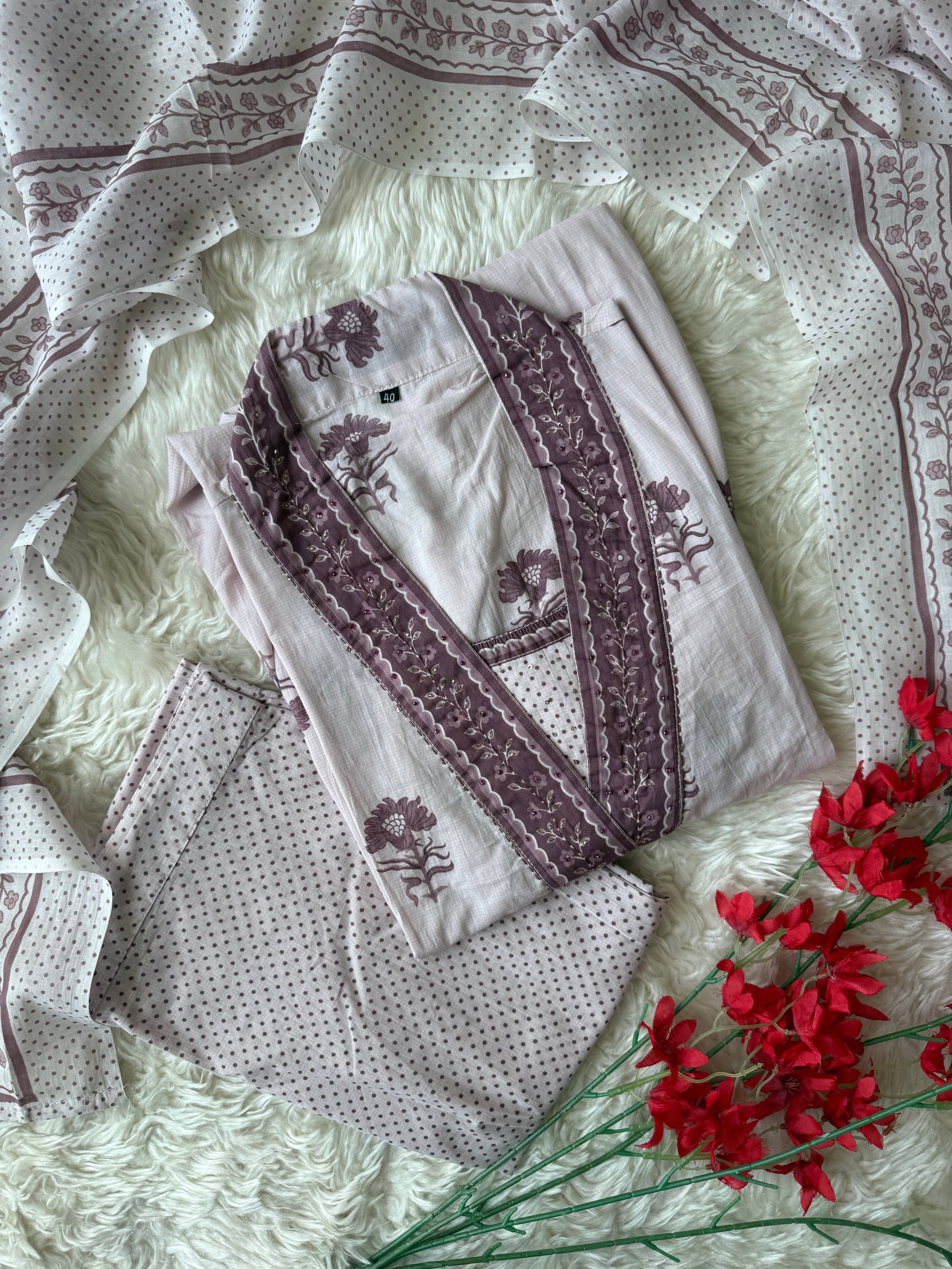 Premium Cotton Kurti Pant Dupatta Set