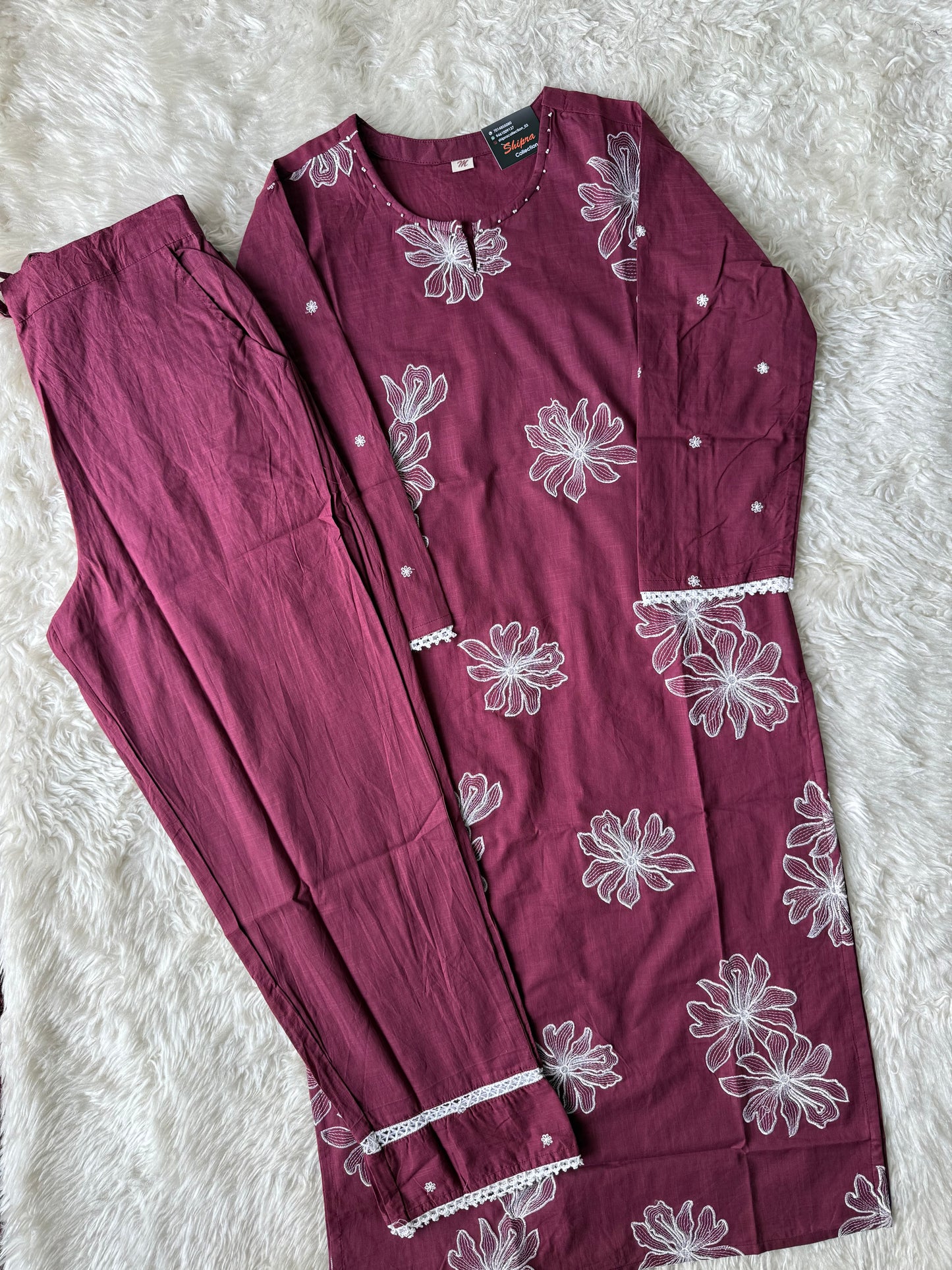 Slub Cotton Kurti Pant Set