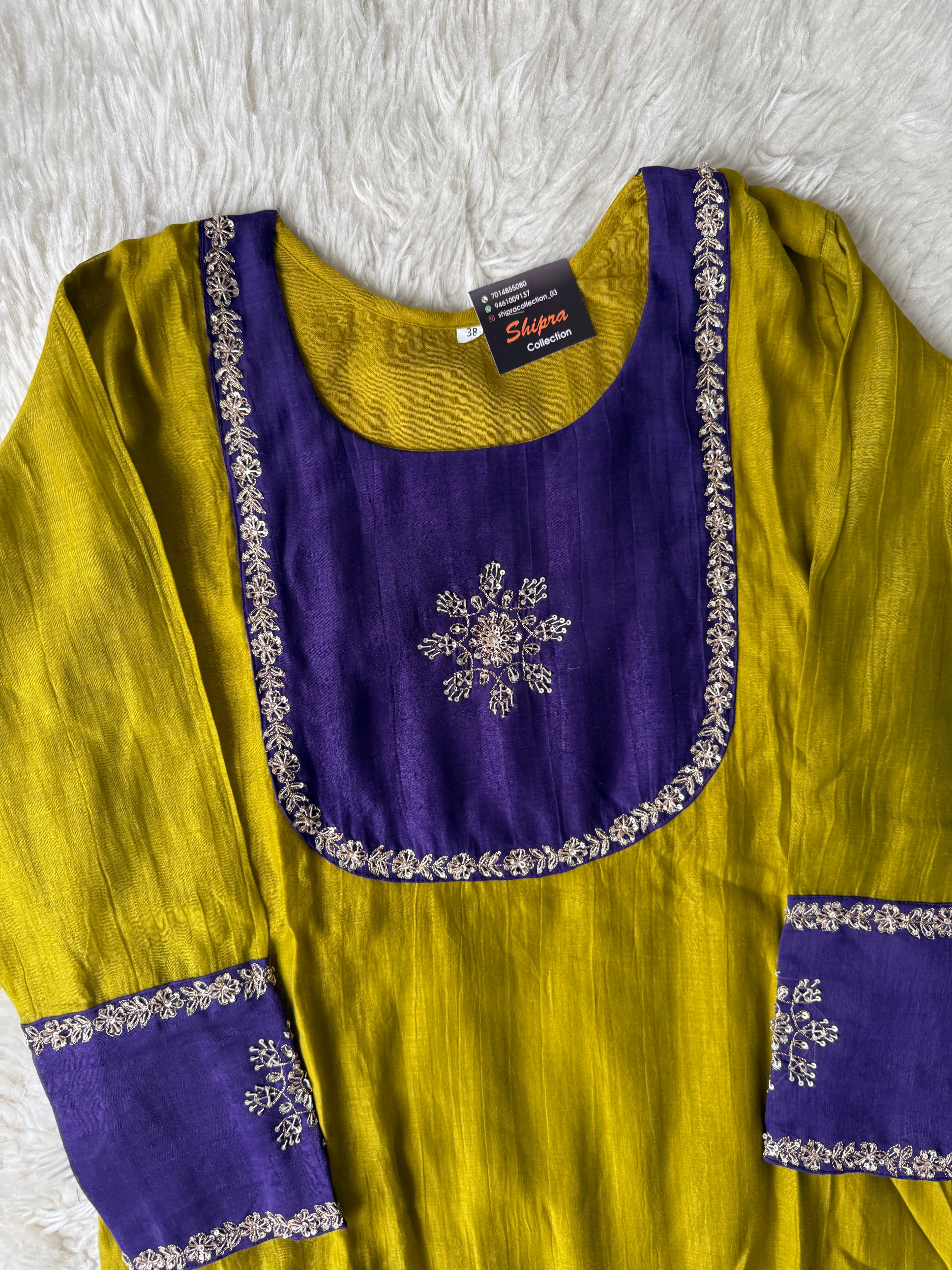 Pure Mul Chanderi Kurti Pant Dupatta Set