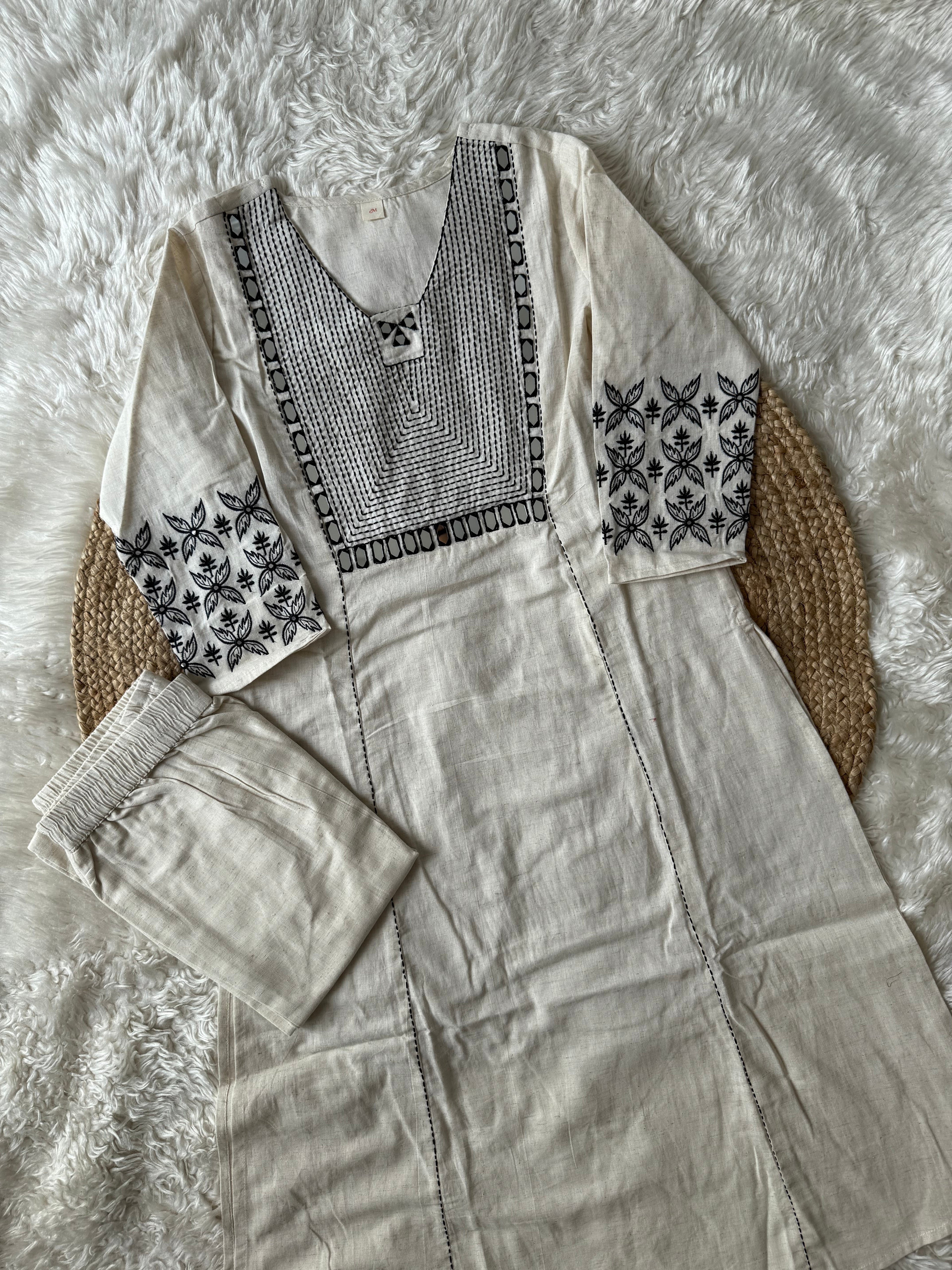 Khadi Cotton Kurti Pant Set