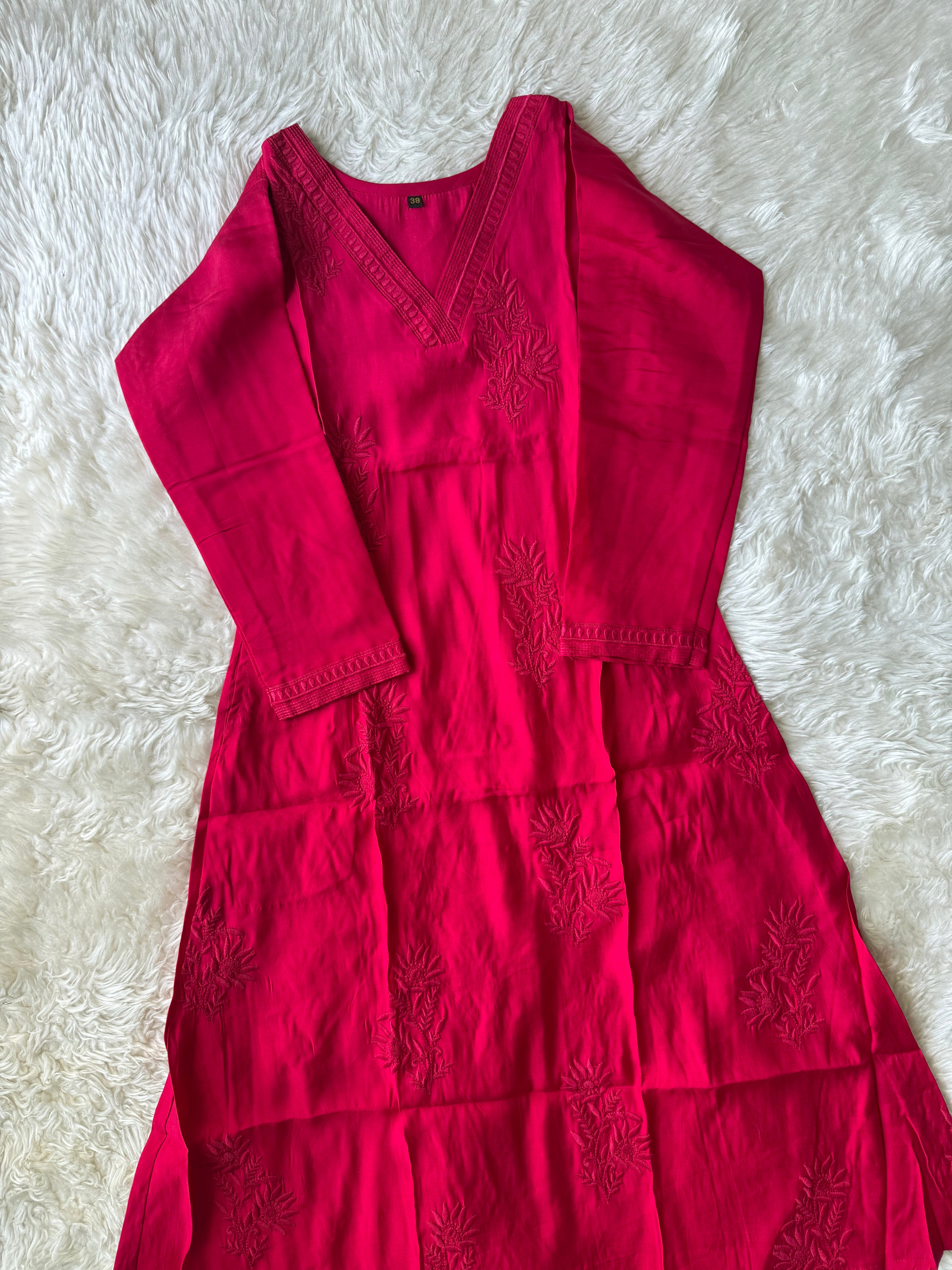 Pure Muslin Silk Kurti Plazo Set