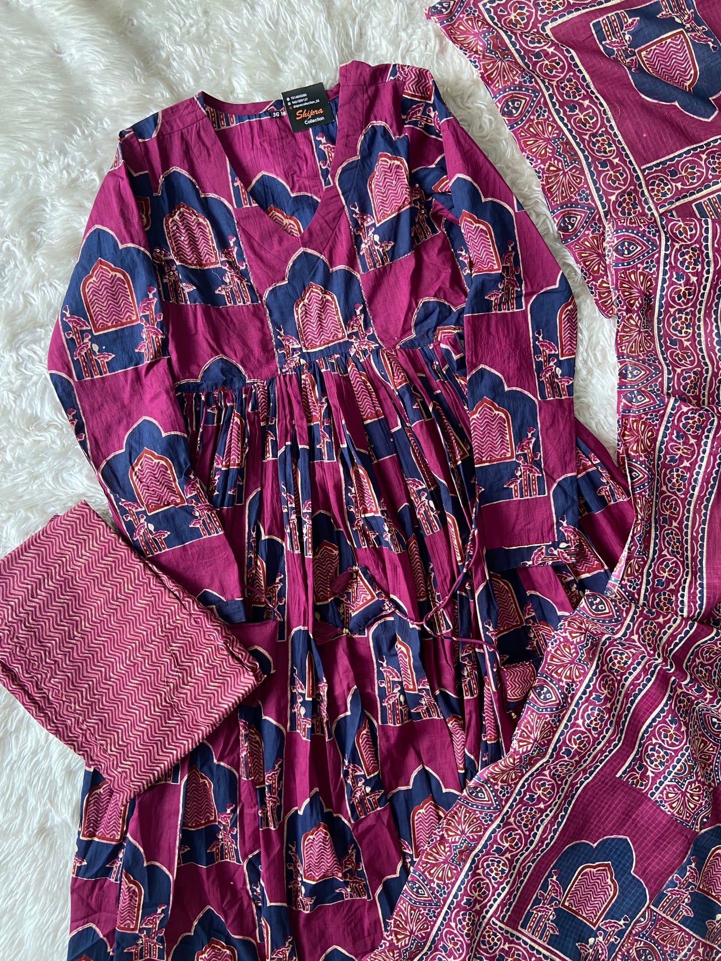 Premium Cotton Full Sleeves Kurti Pant Dupatta Set