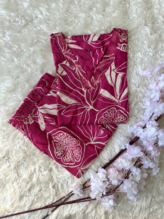 Crepe Silk Kurti Pant Set