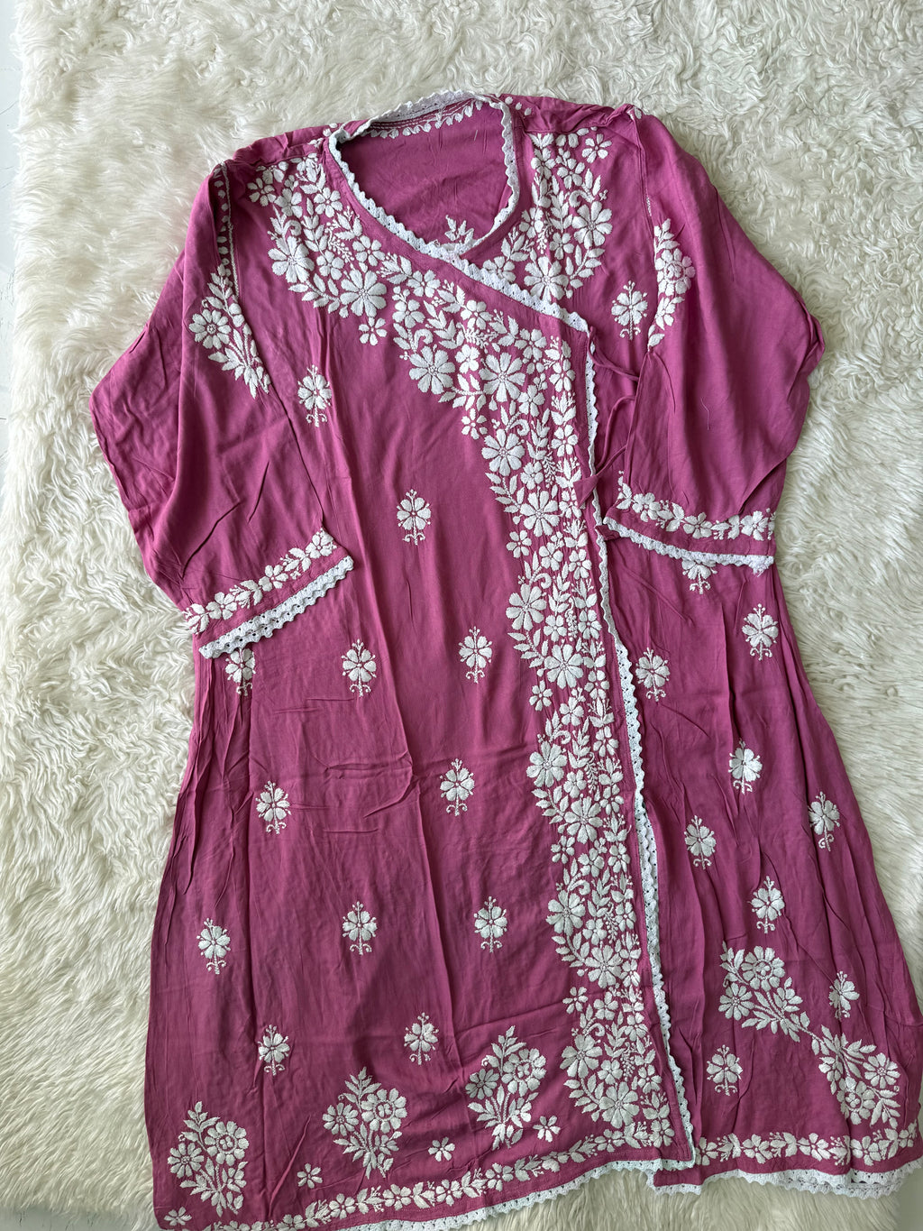 Heavy Rayon Angarkha Chikankari kurti