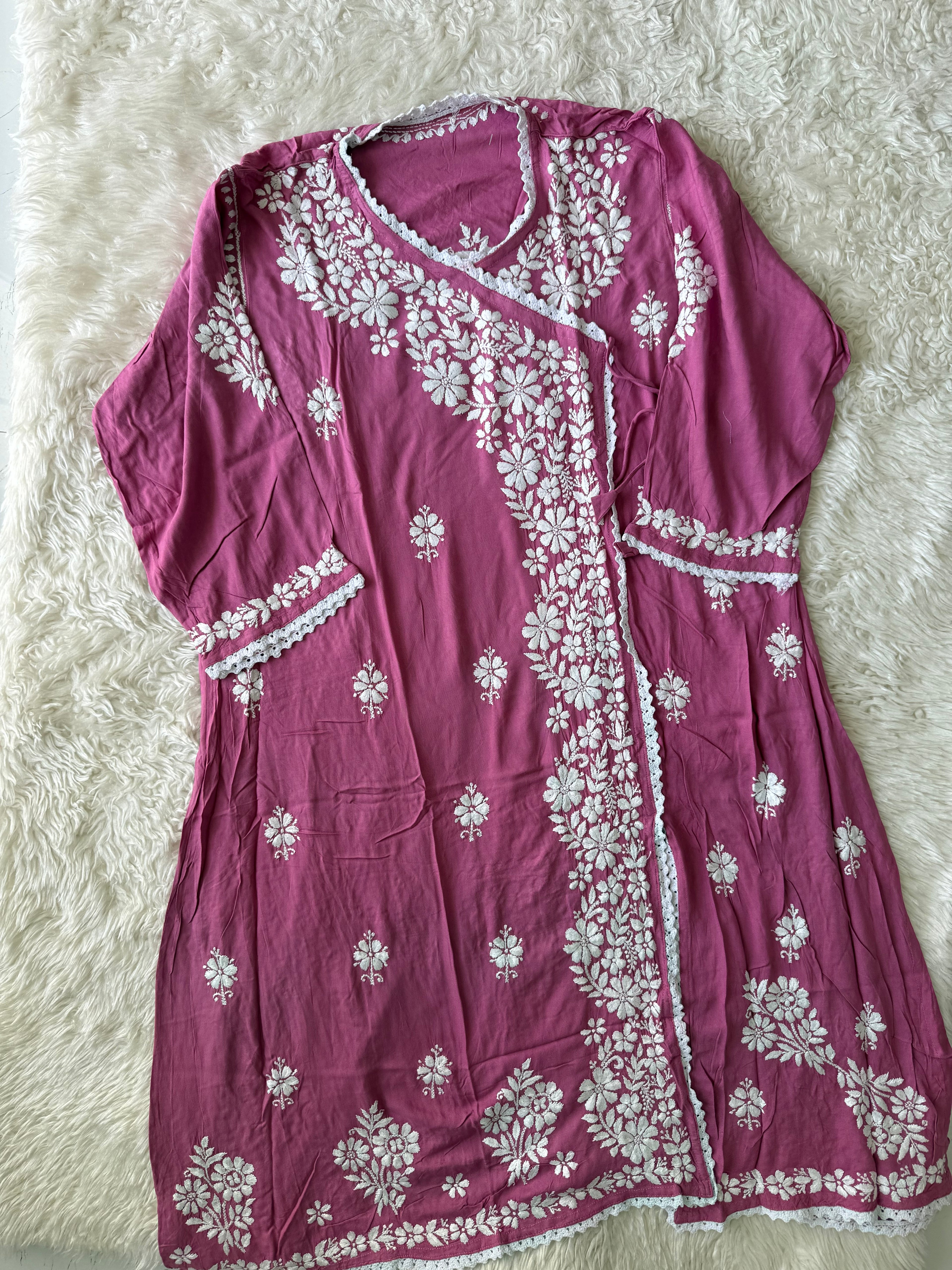 Heavy Rayon Angarkha Chikankari kurti
