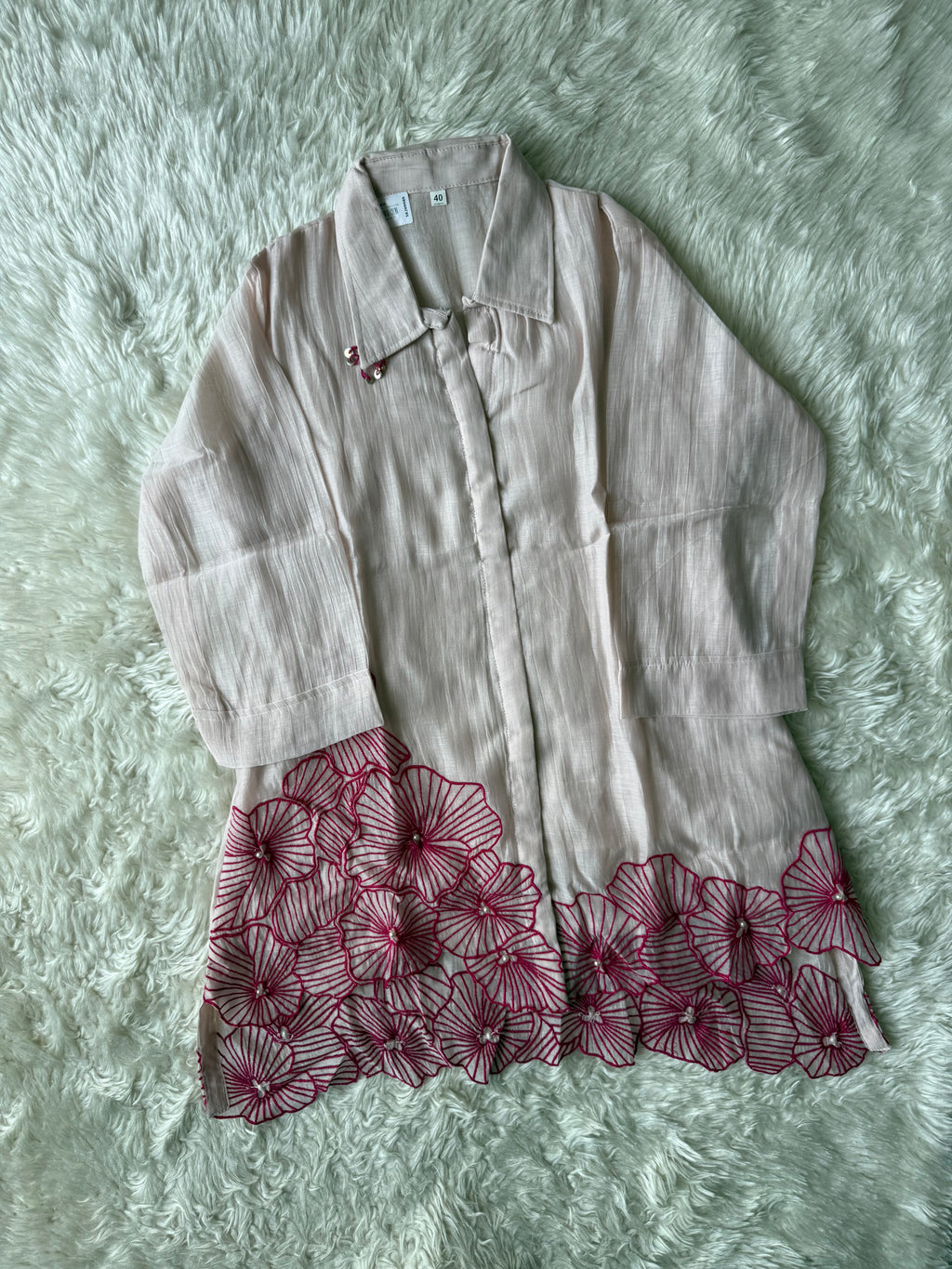 Mul Chanderi Thread work Co-ord Set