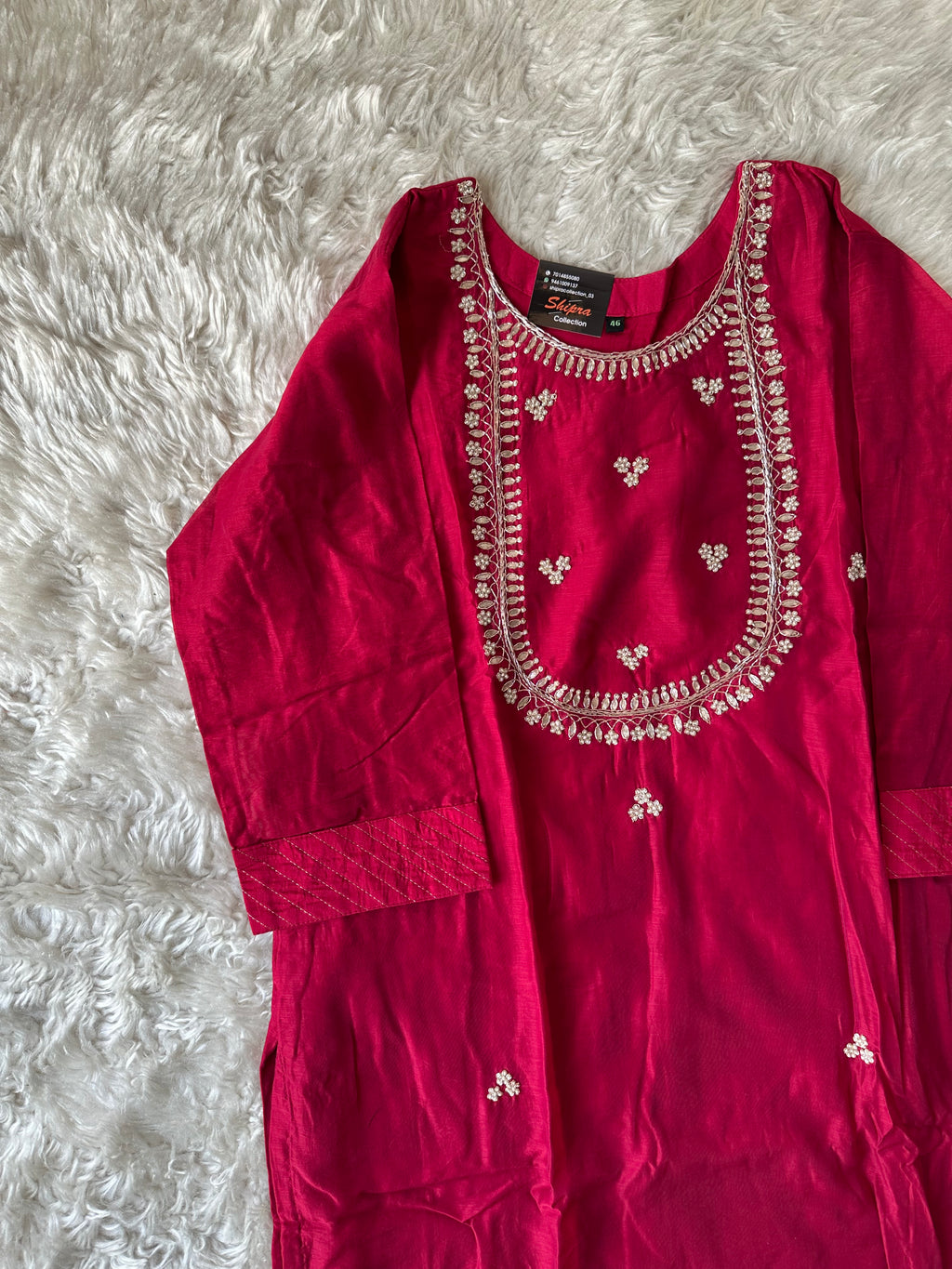Chanderi Silk Kurti Pant Dupatta Set