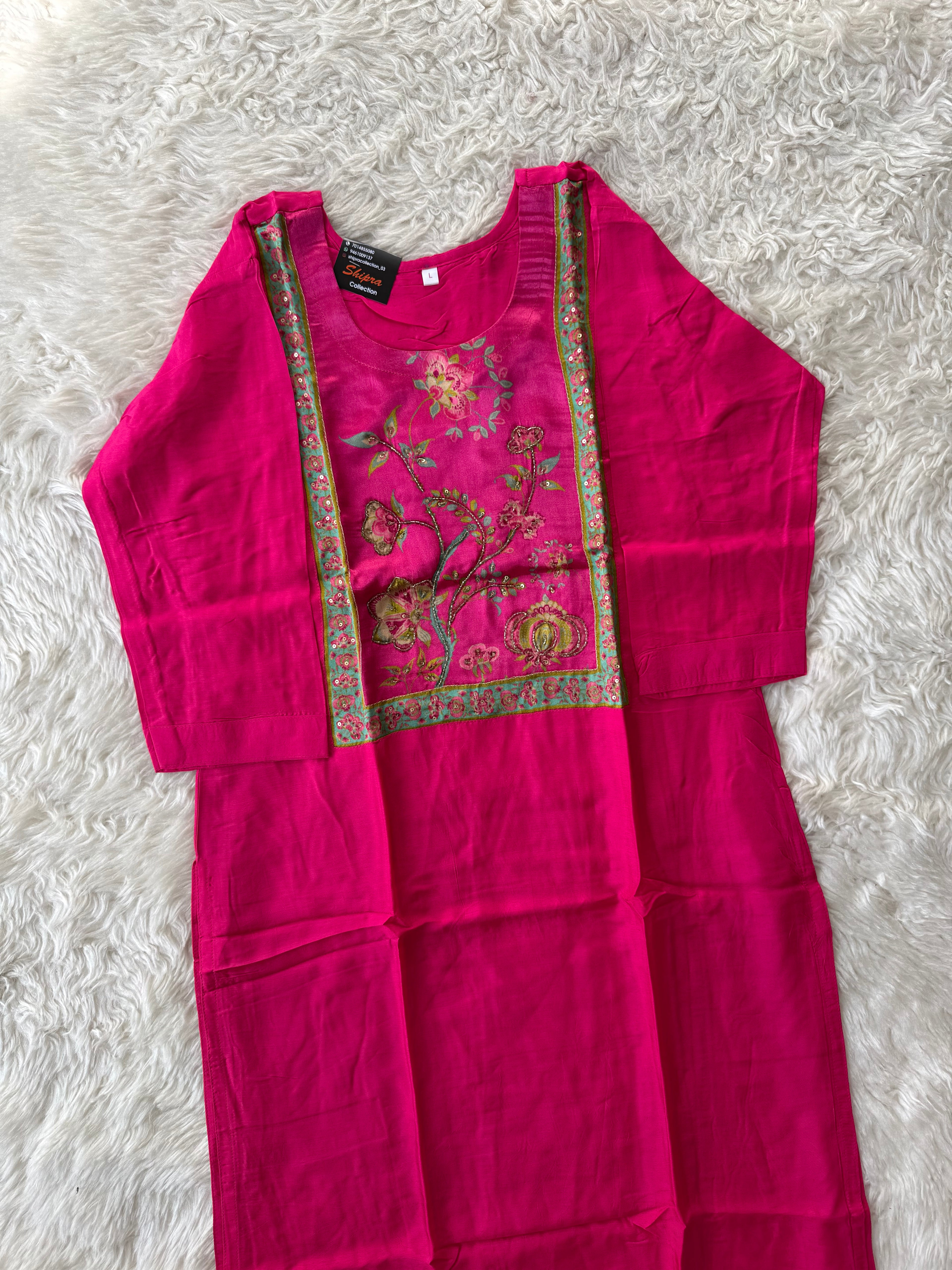 Gazi Silk Kurti Pant Dupatta Set