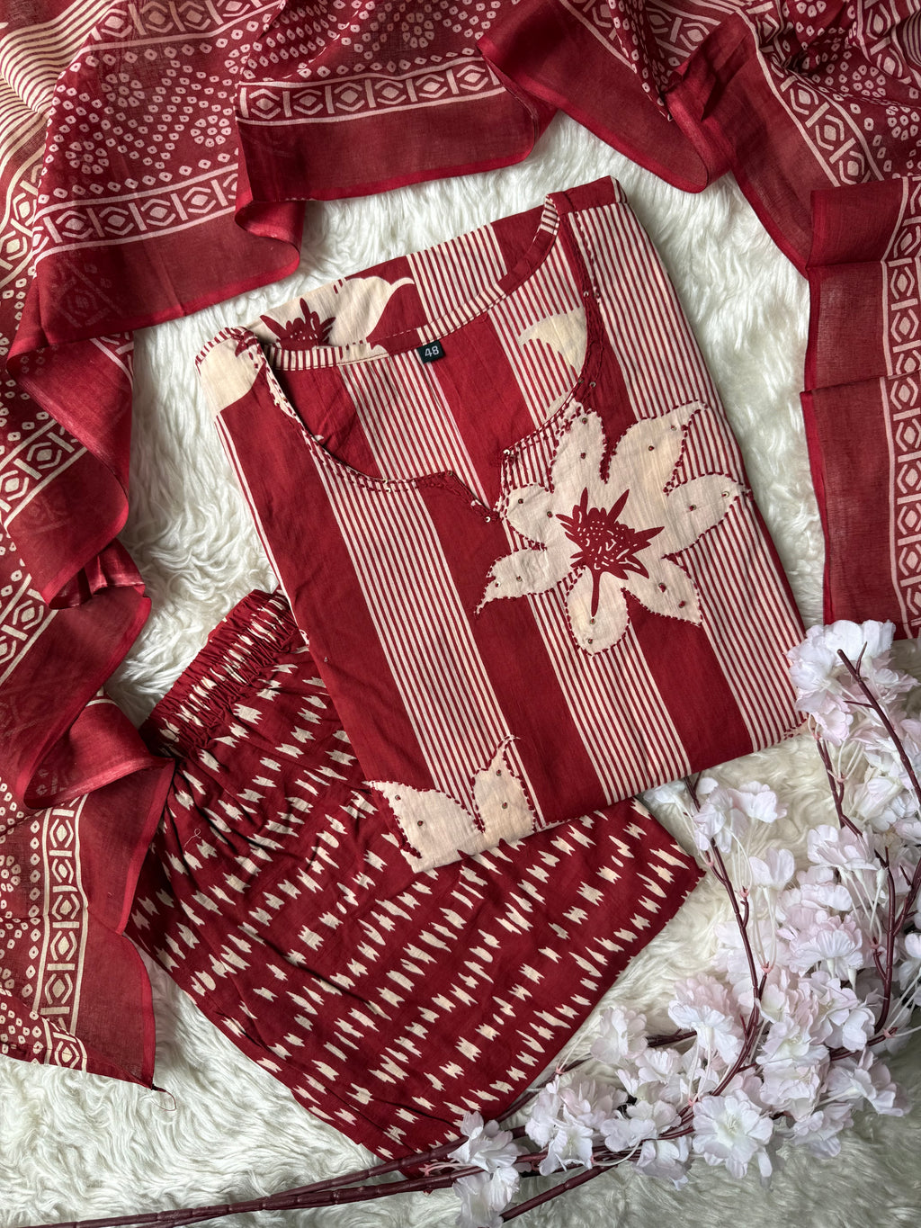 Pure Cotton Kurti Pant Dupatta Set