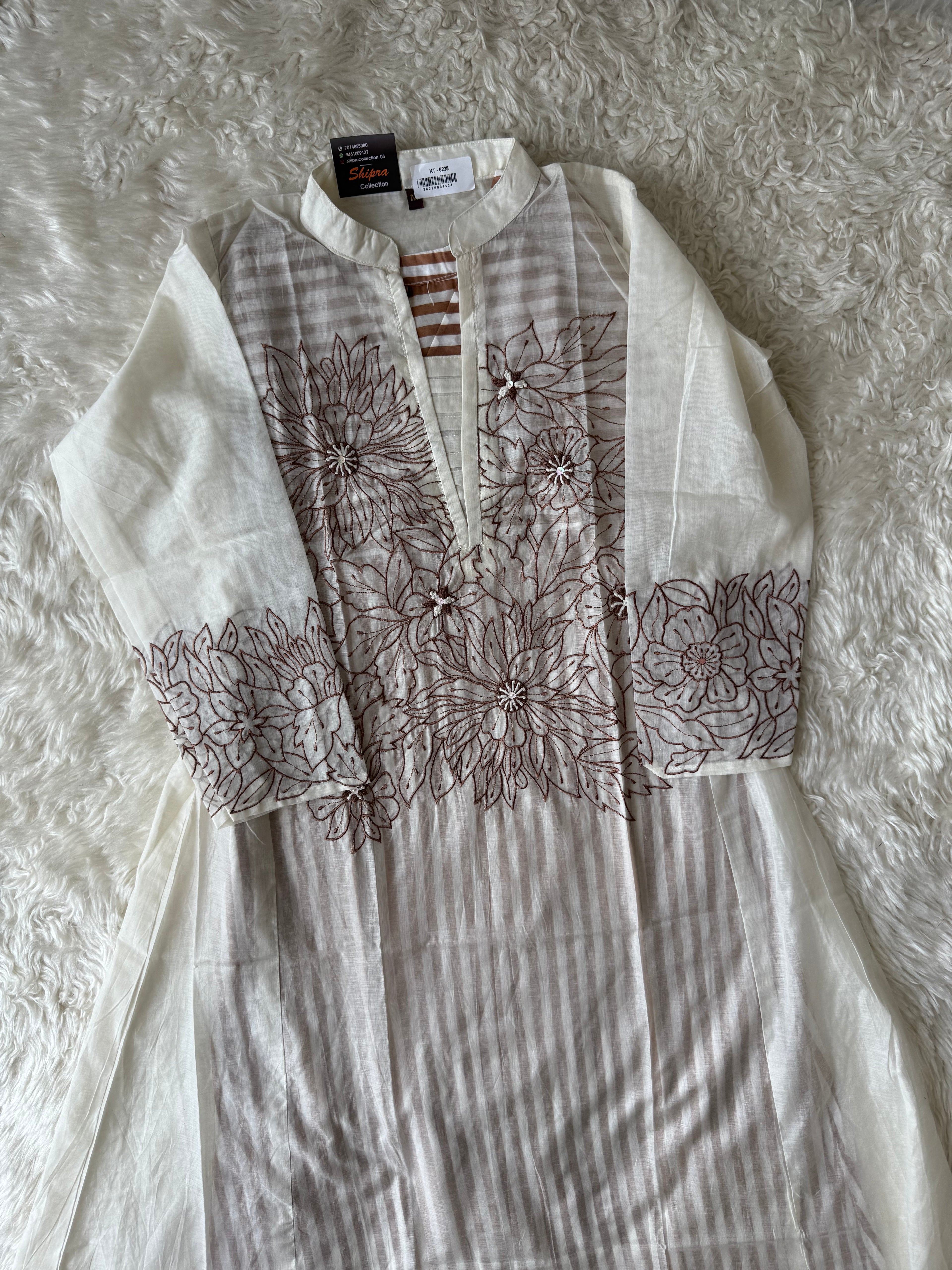 Mul Chanderi Thread work Co-ord Set