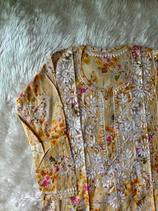 Mul Cotton Chikankari kurti