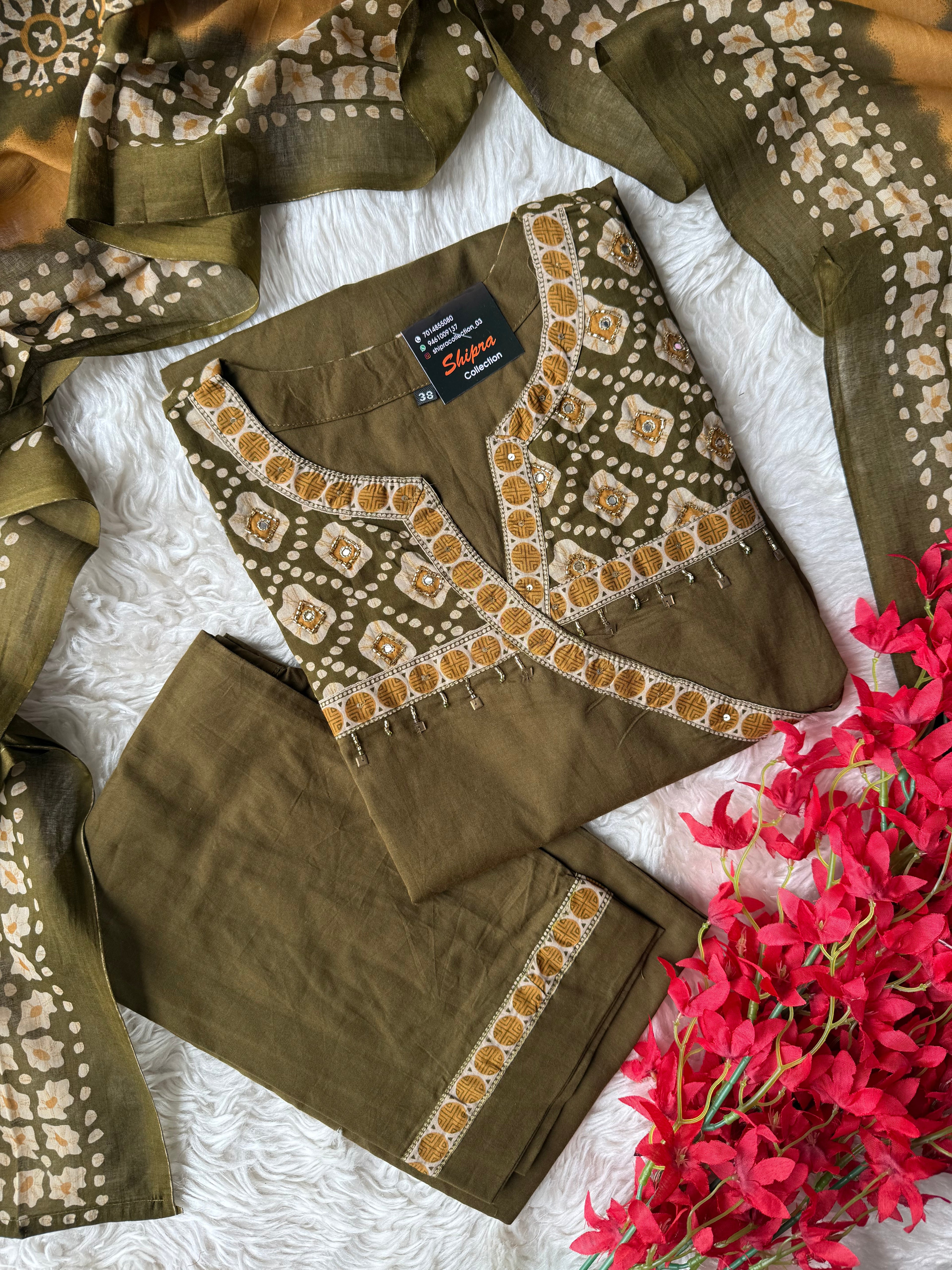 Premium Cotton Kurti Pant Dupatta Set