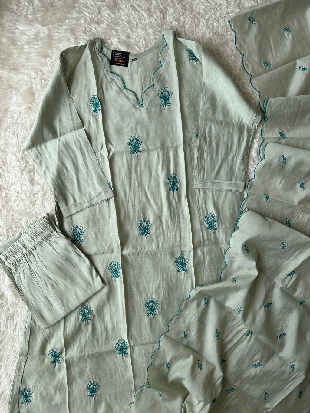 “ Plus Size” Muslin Silk Kurti Pant Dupatta Set