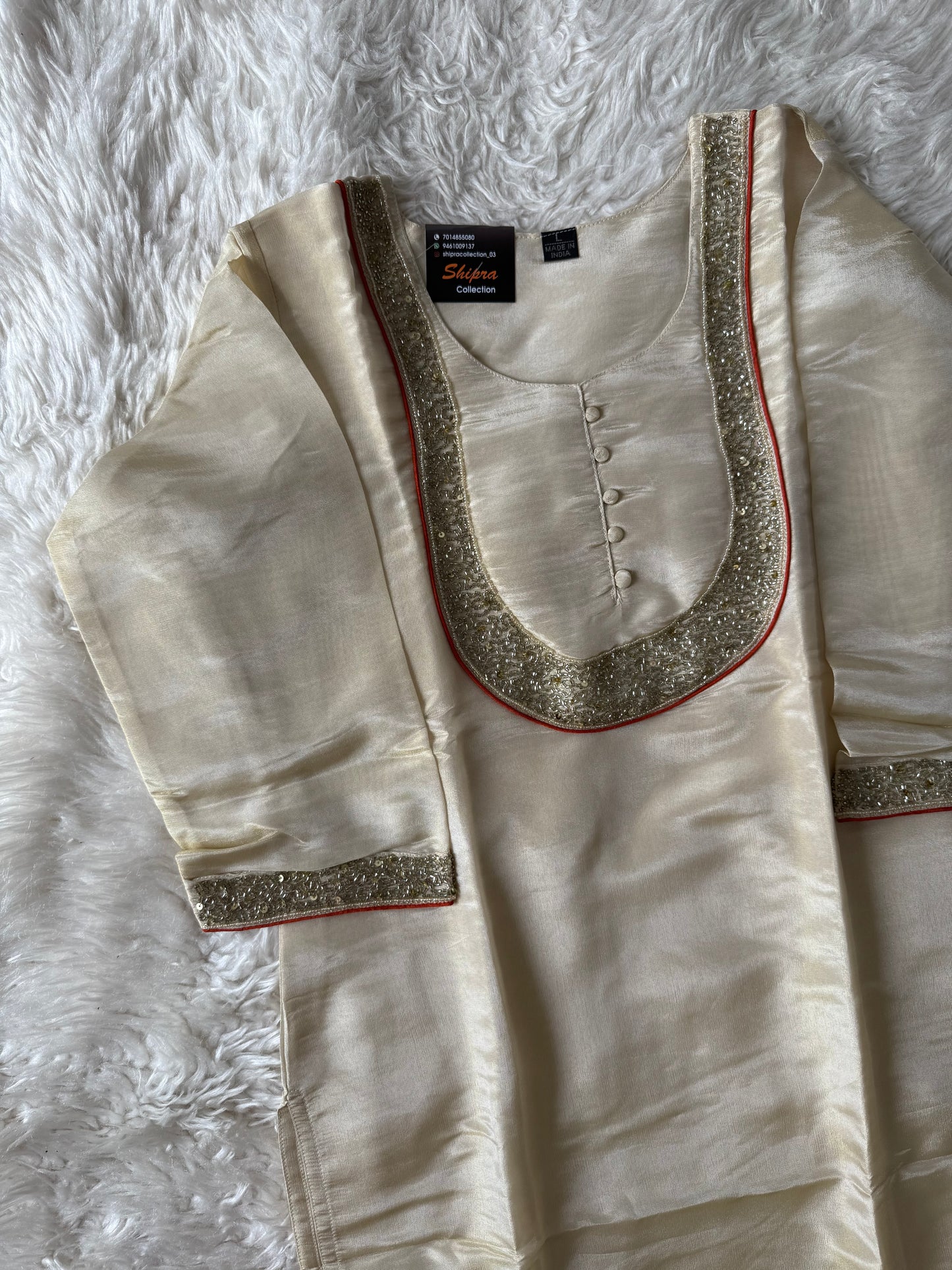 Tissue Shimmer Kurti Pant Dupatta Set