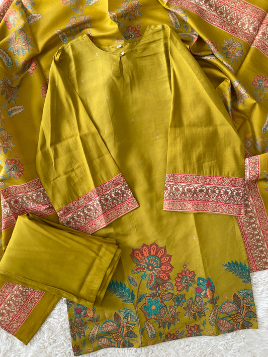 Pure Muslin Silk Kurti PlazoDupatta Set