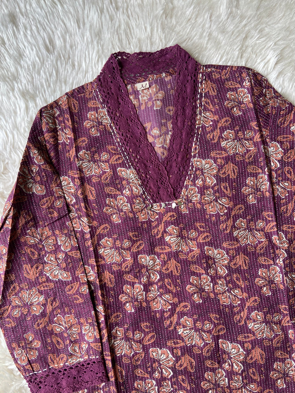 V-Neck Lace Details Kurti