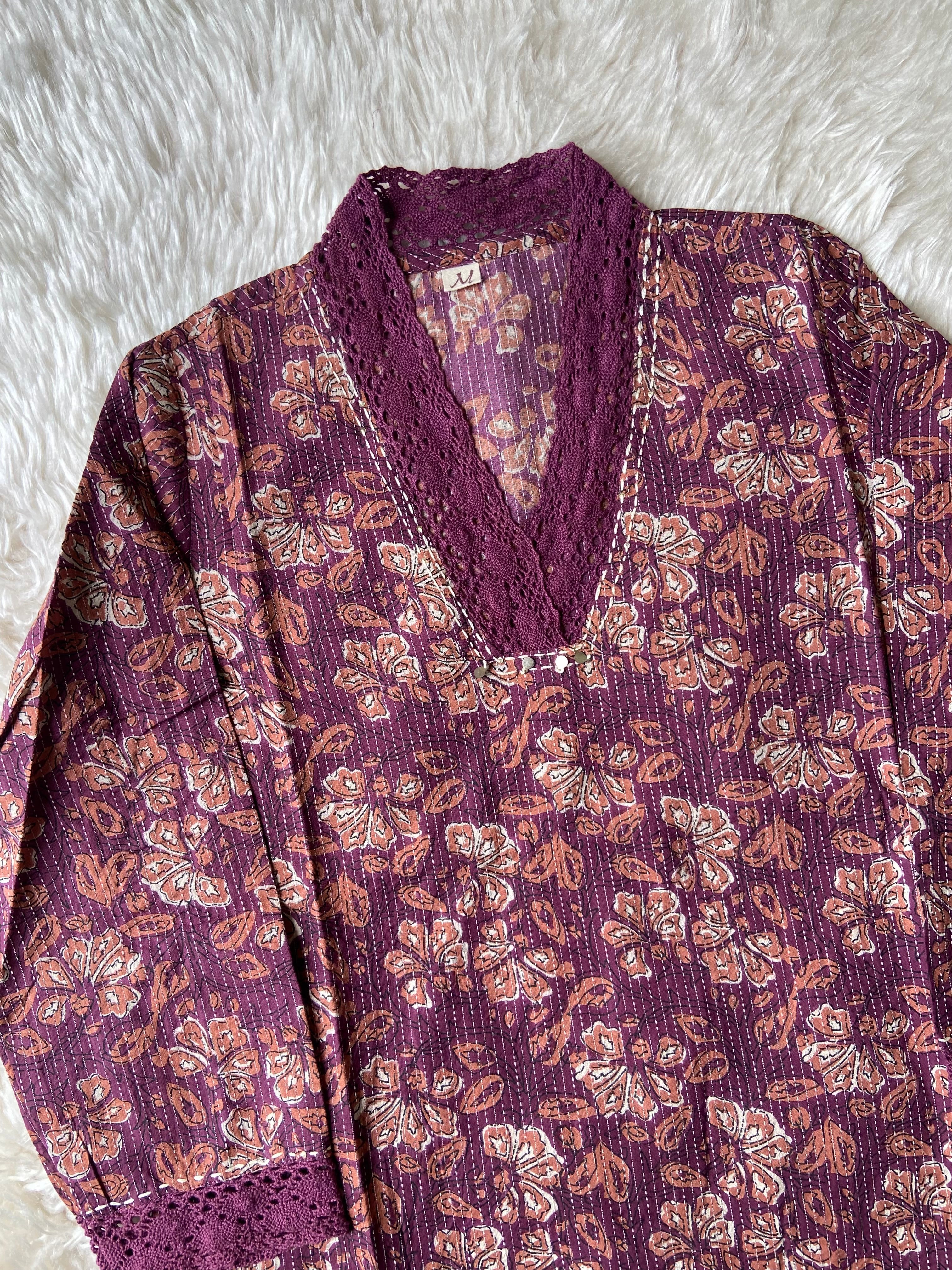 V-Neck Lace Details Kurti