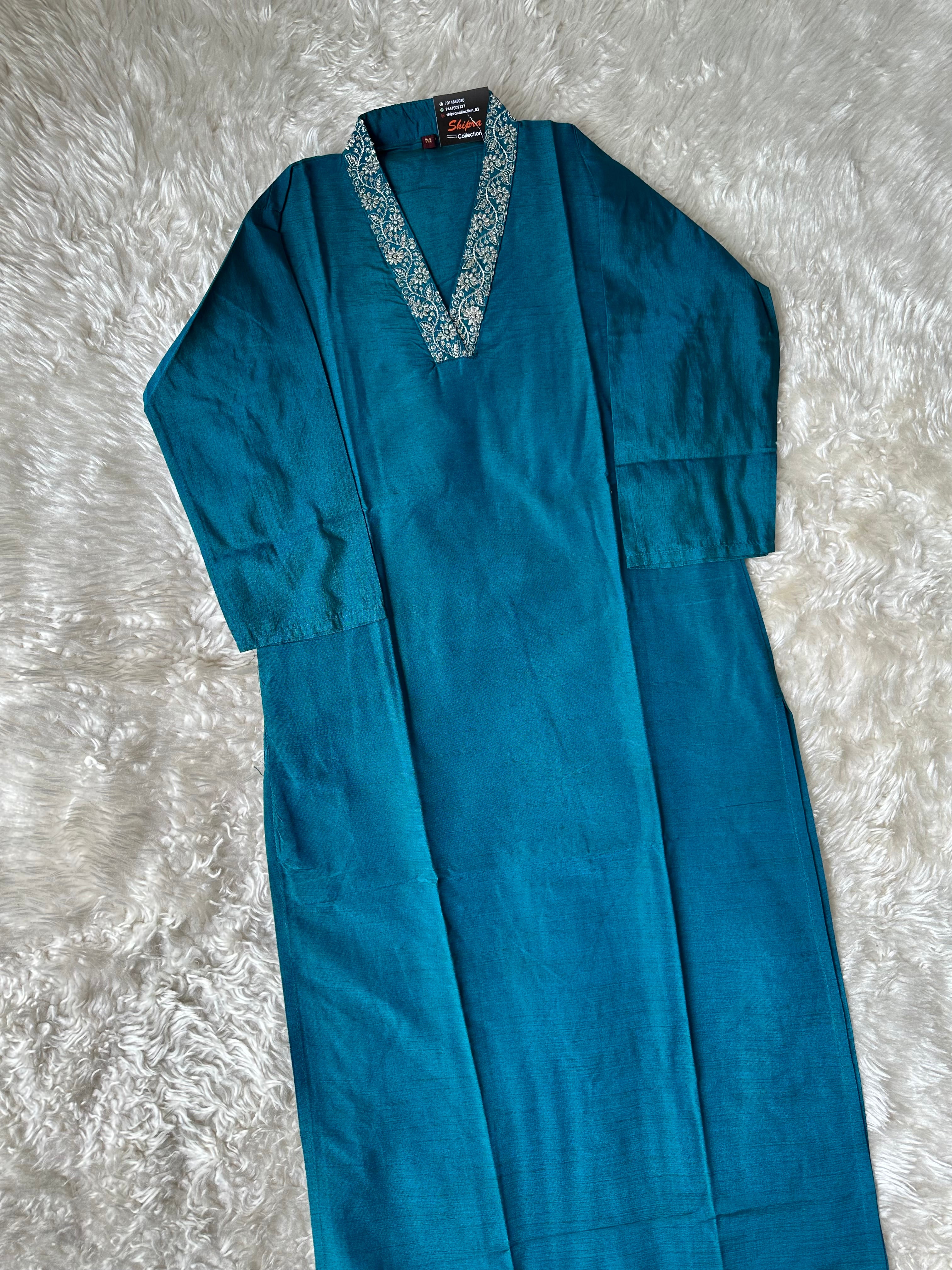V-NECK Banglore Silk Kurti