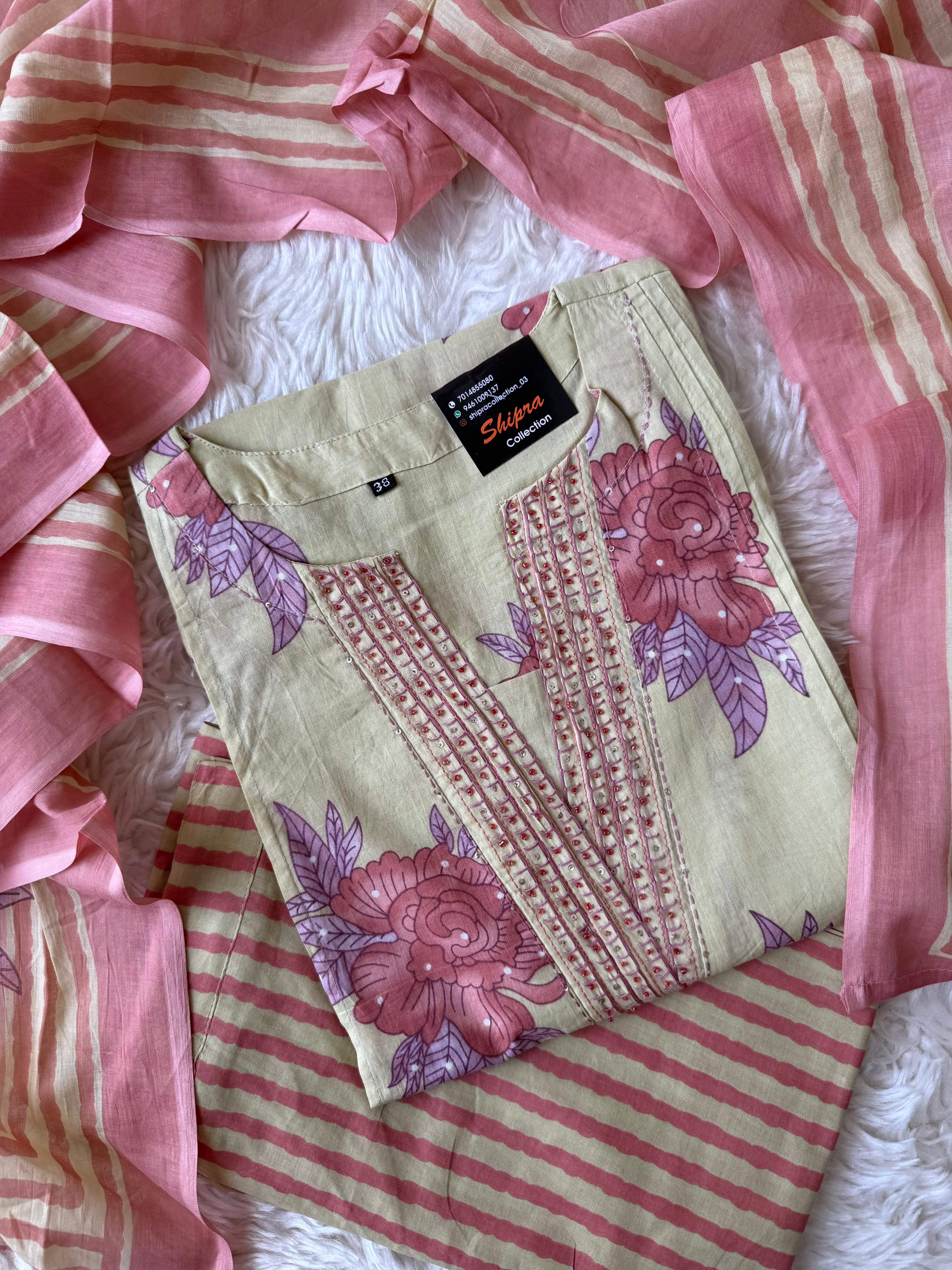 Premium Cotton Kurti Pant Dupatta Set