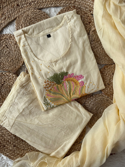 Budget Friendly Kurti Pant Dupatta Set