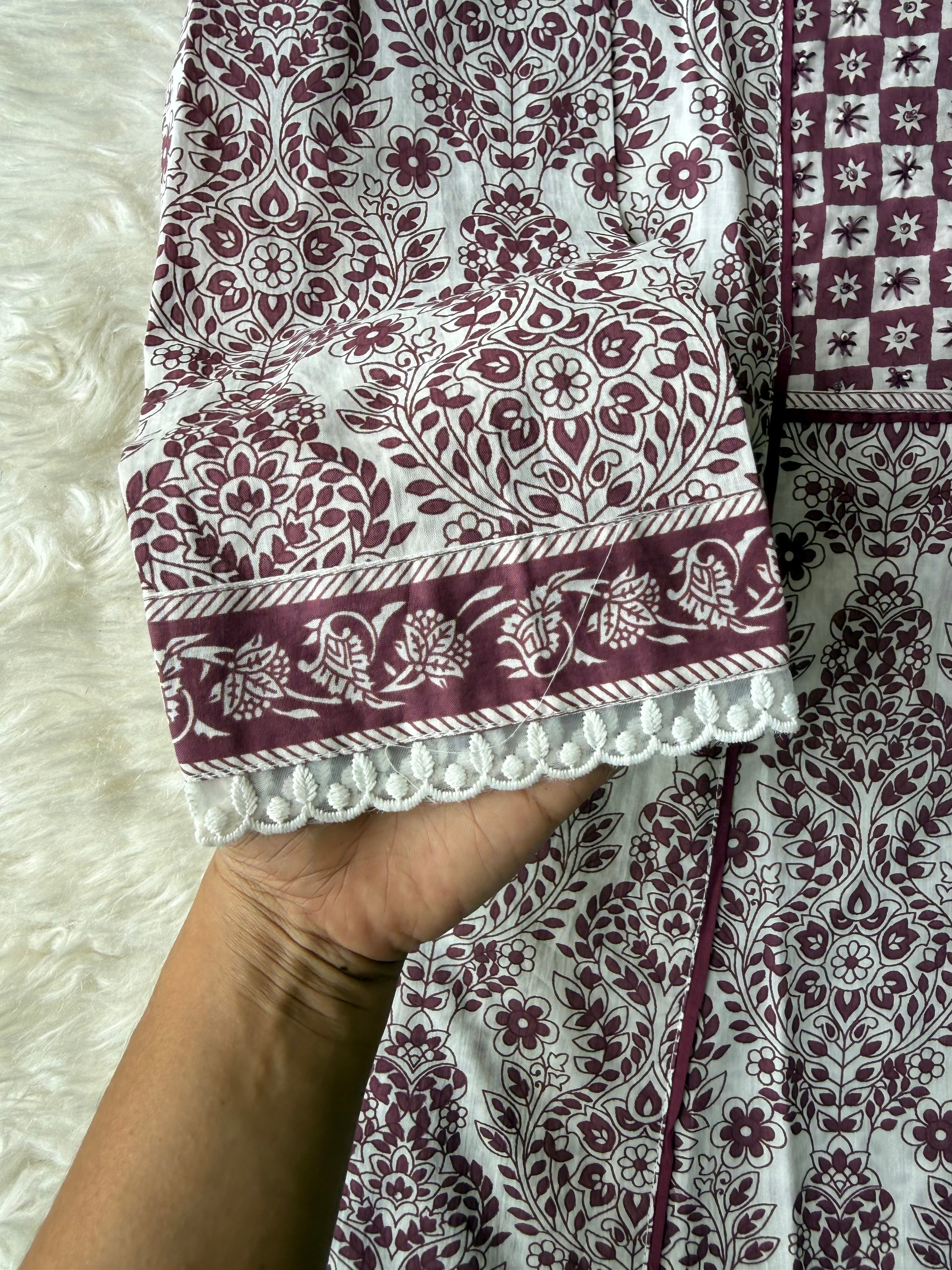 Premium Cotton Aline Kurti Pant Dupatta Set