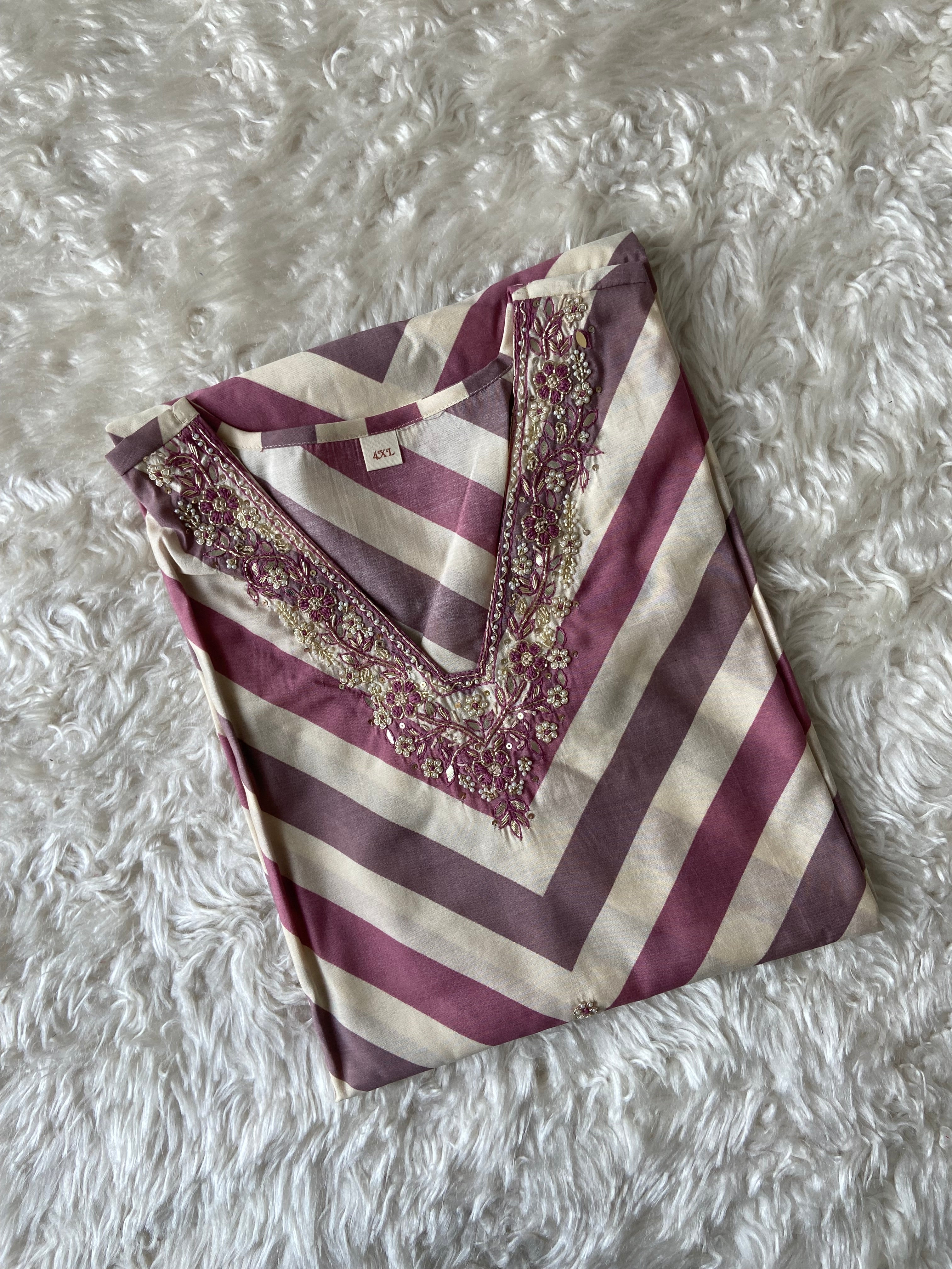 Pure Muslin Silk Kurti Pant Set