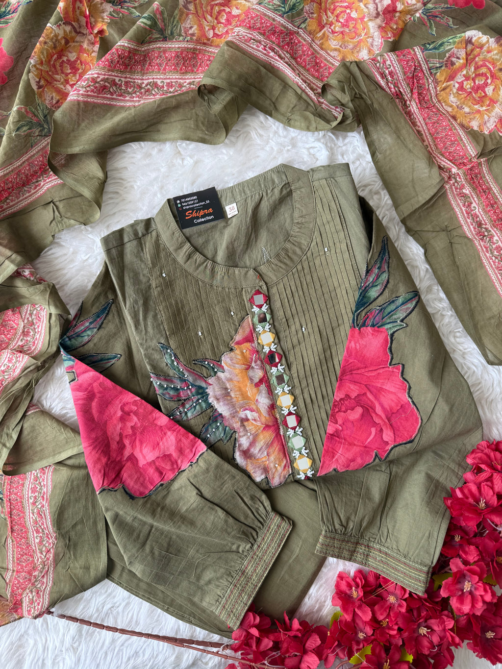 Mul Cotton Kurti Pant Dupatta Set
