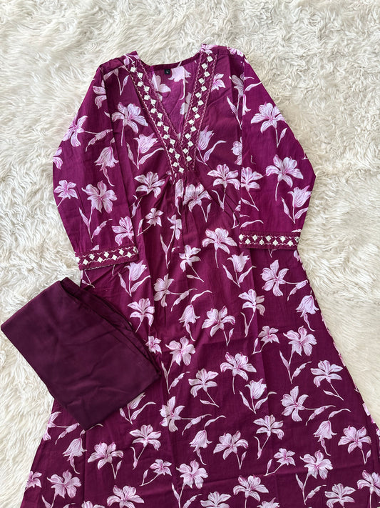 Stock Clearance 🚨 Cotton Flare Kurti Pant Set