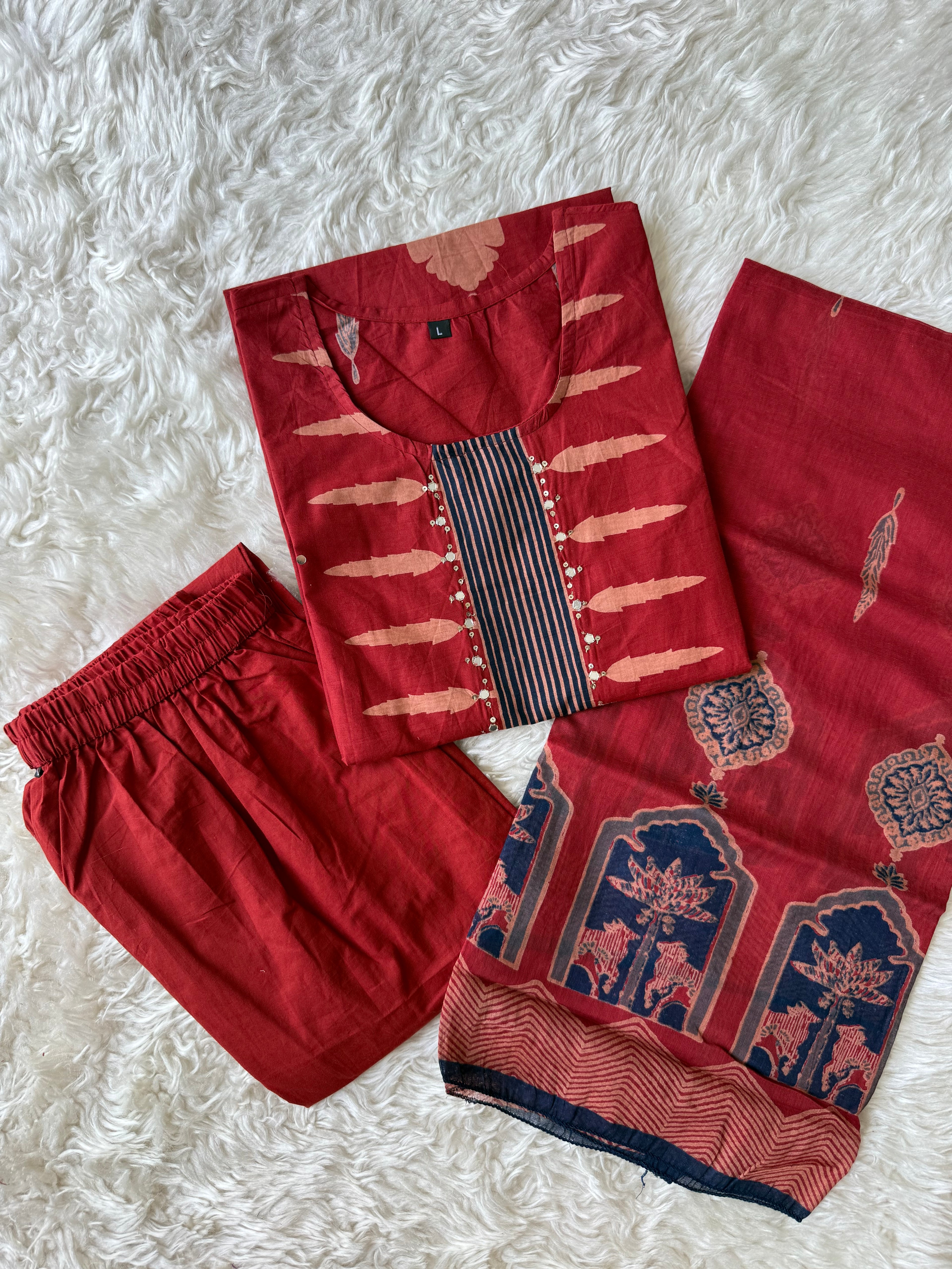 Budget Friendly Kurti Pant Dupatta Set