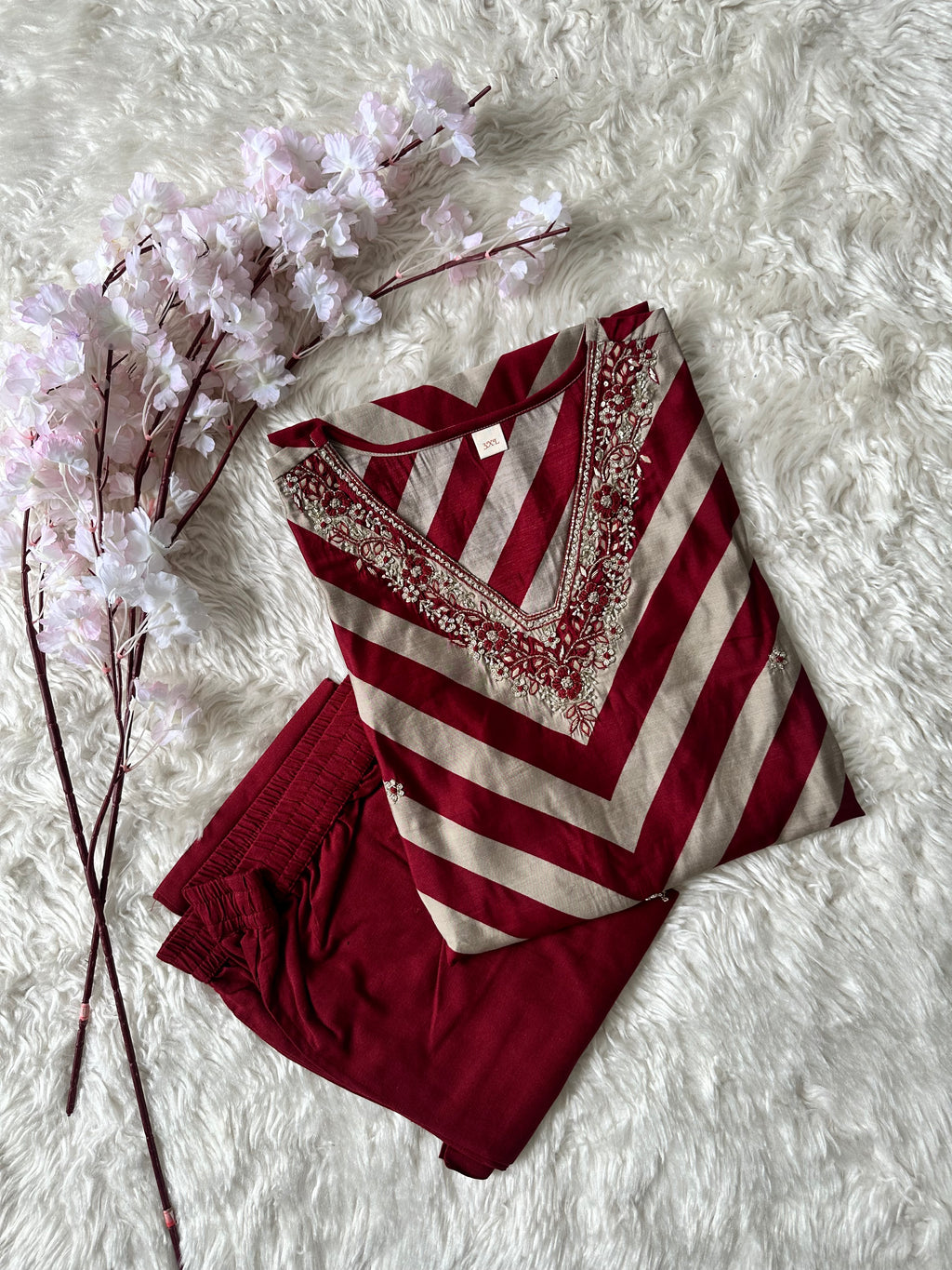 Pure Muslin Silk Kurti Pant Set