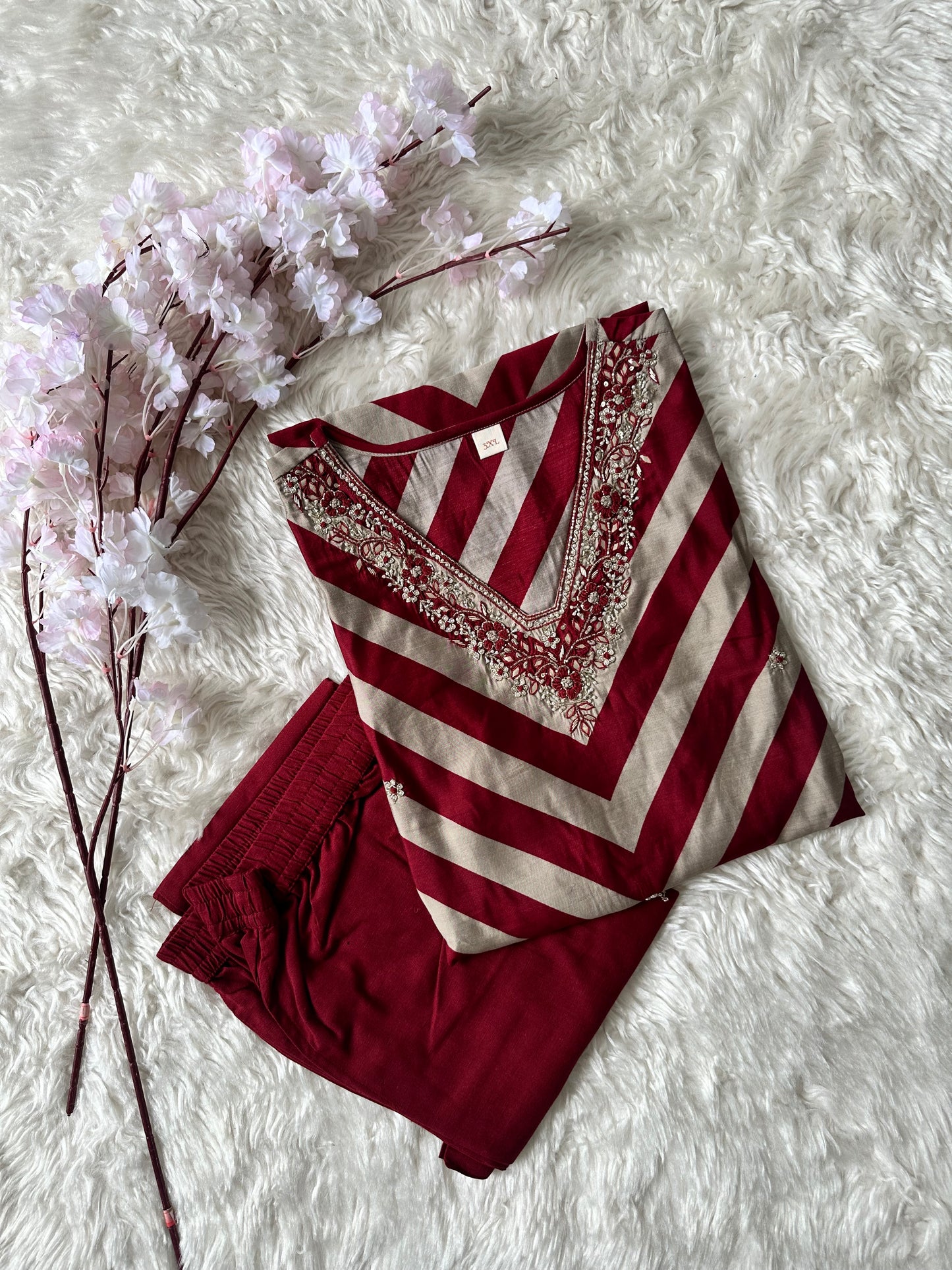 Pure Muslin Silk Kurti Pant Set