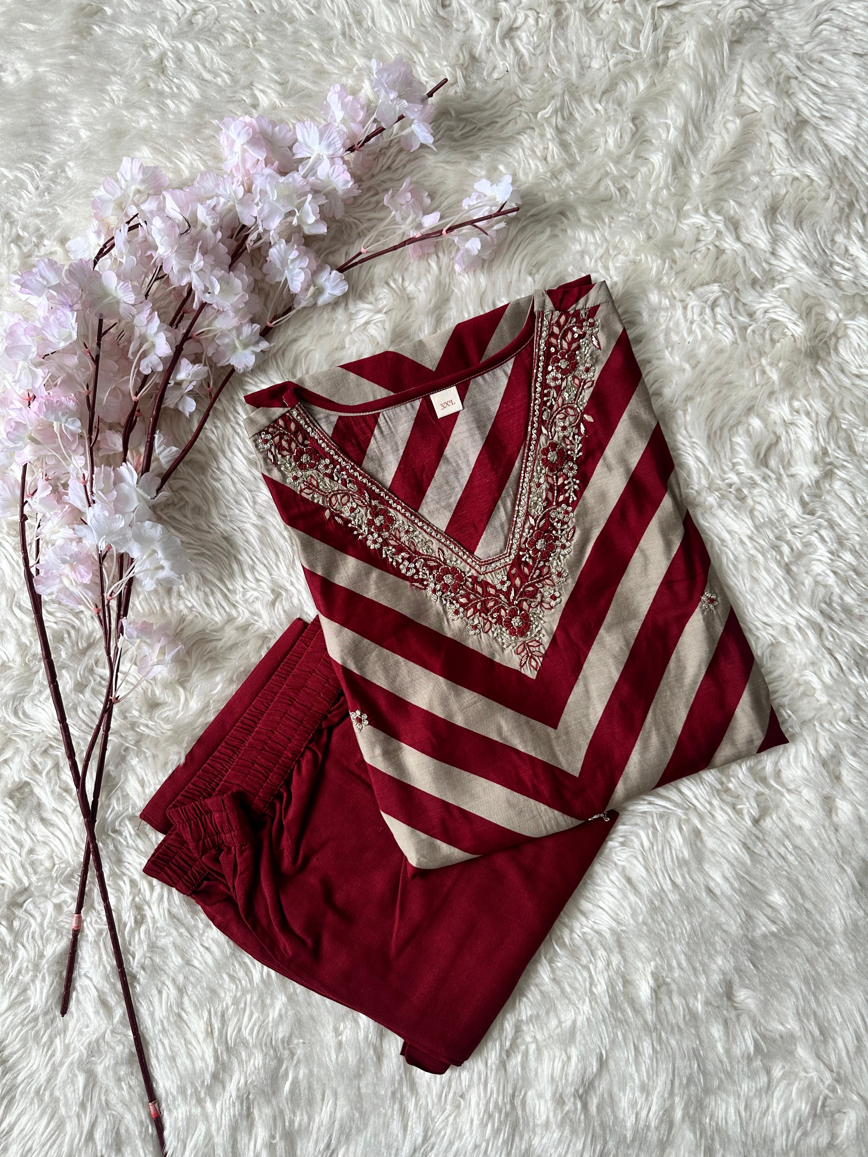 Pure Muslin Silk Kurti Pant Set