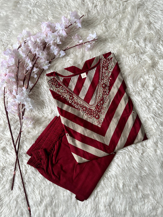 Pure Muslin Silk Kurti Pant Set