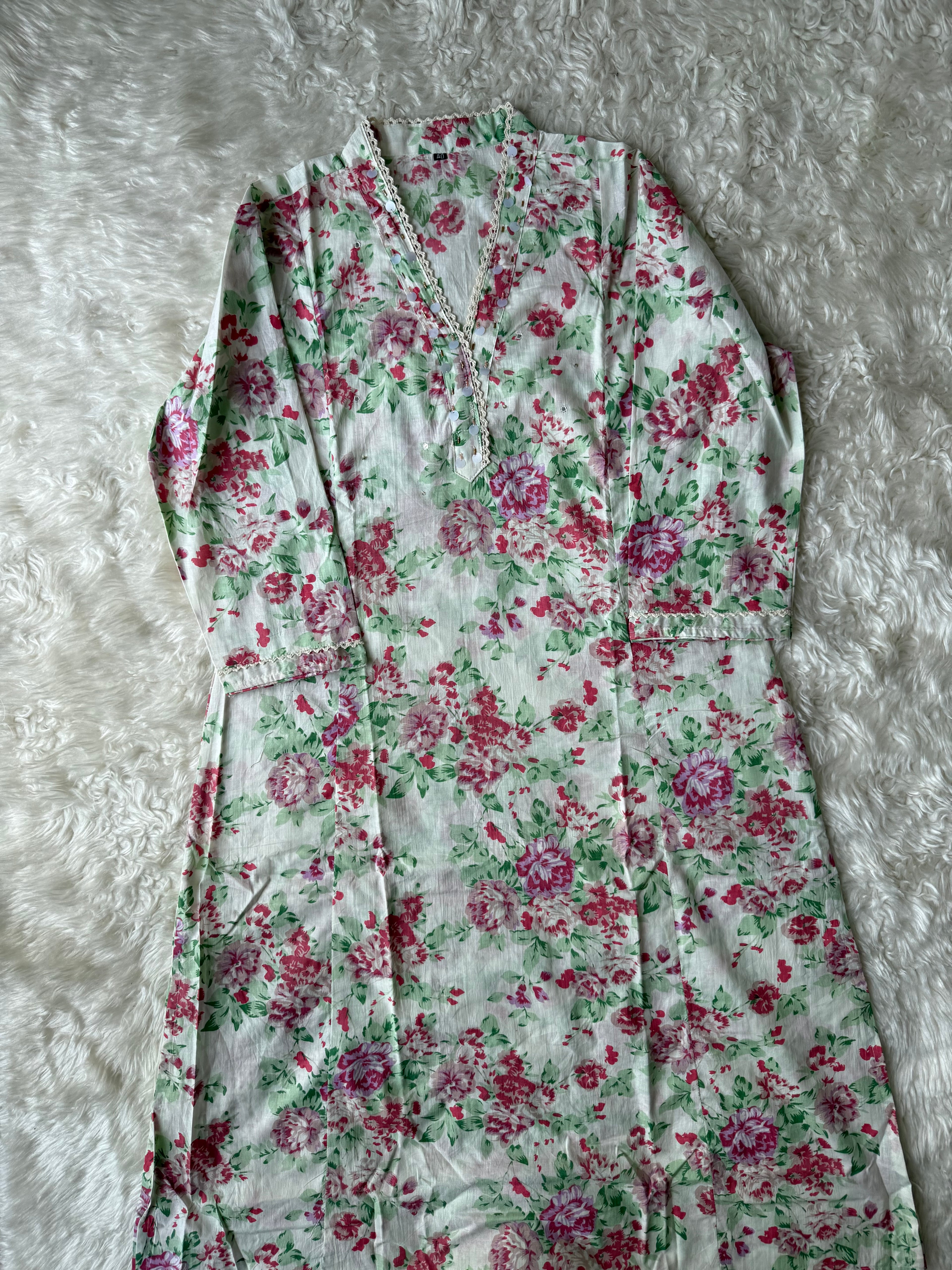 Premium Cotton Aline Kurti Pant Dupatta Set