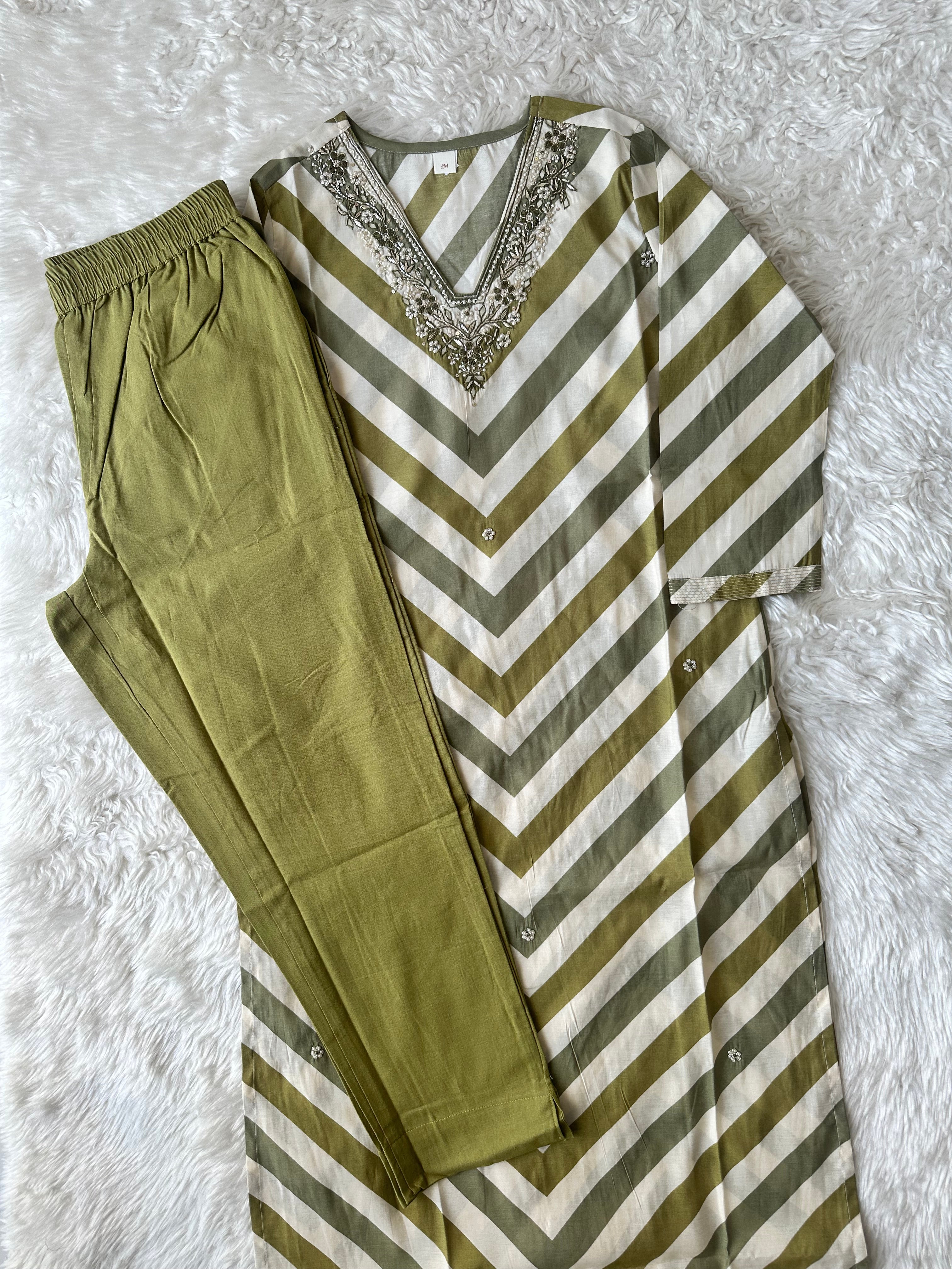 Pure Muslin Silk Kurti Pant Set