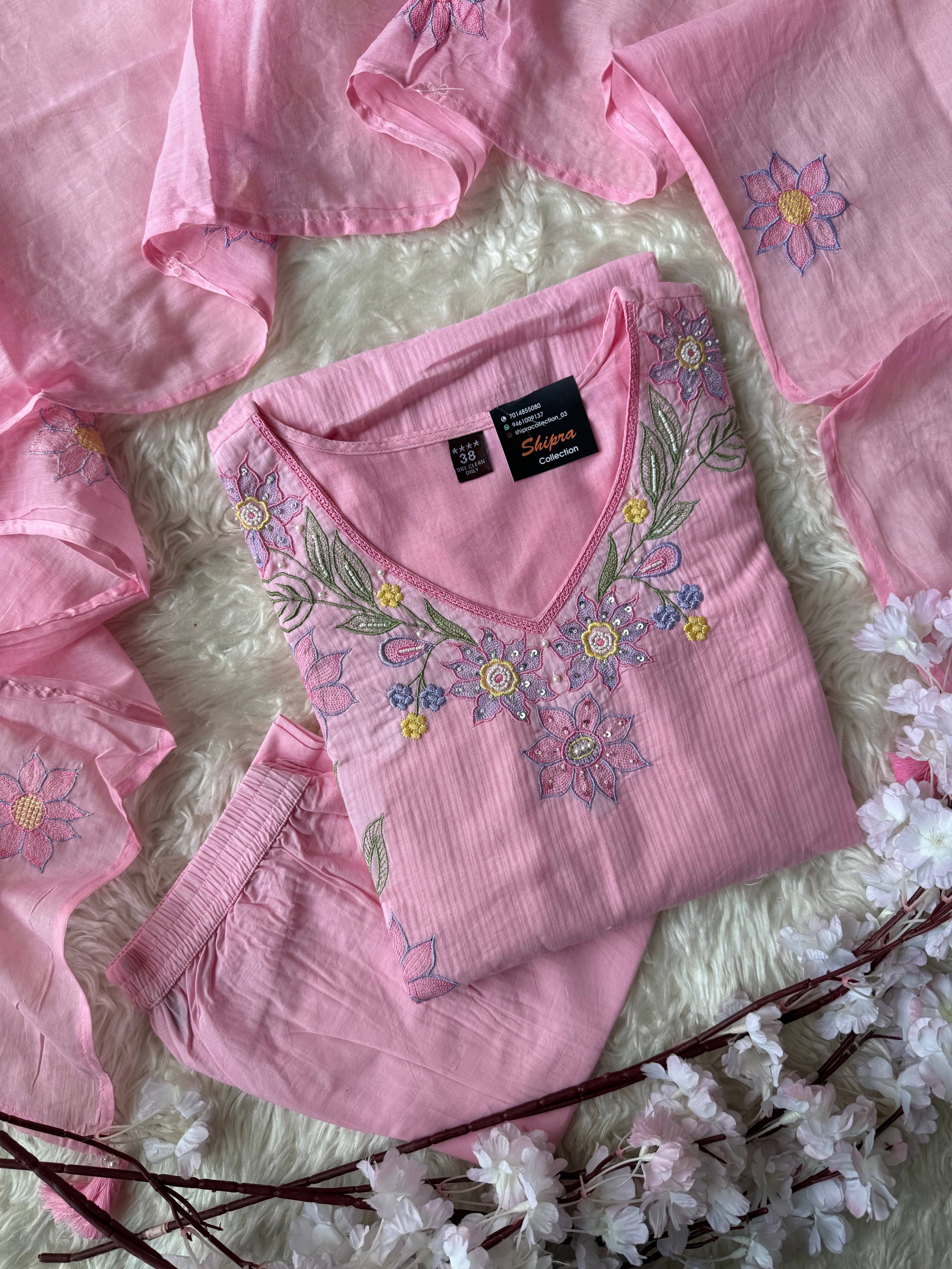 Mul Cotton Kurti Pant Dupatta Set