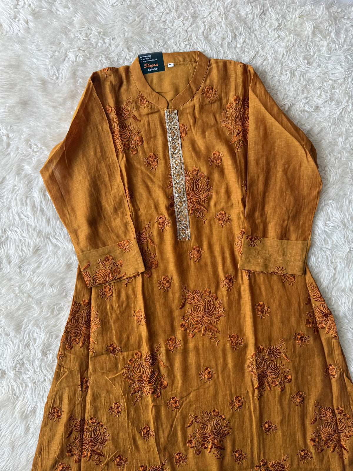 Chanderi Silk Kurti Pant Dupatta Set