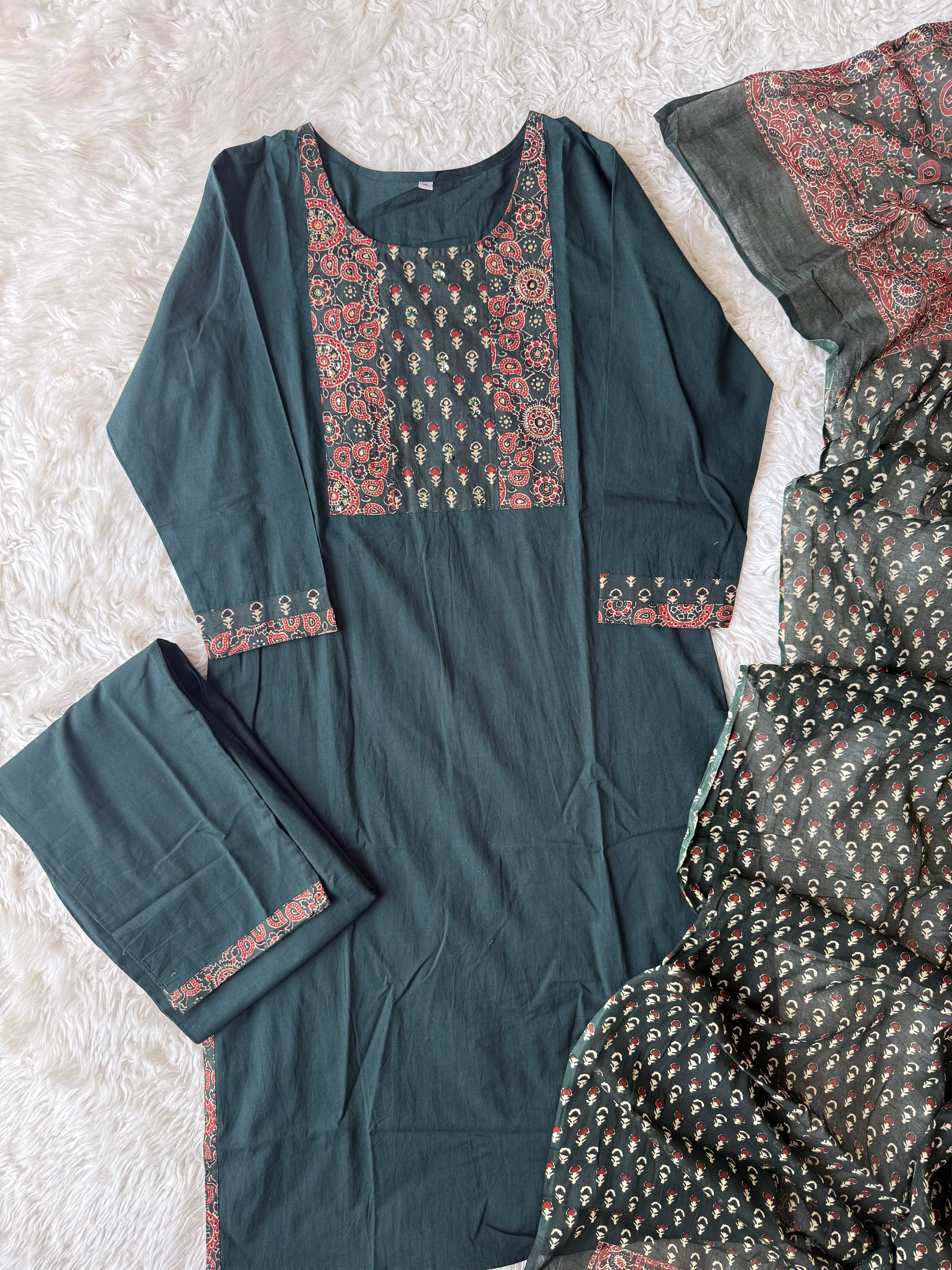 Premium Cotton Kurti Pant Dupatta Set