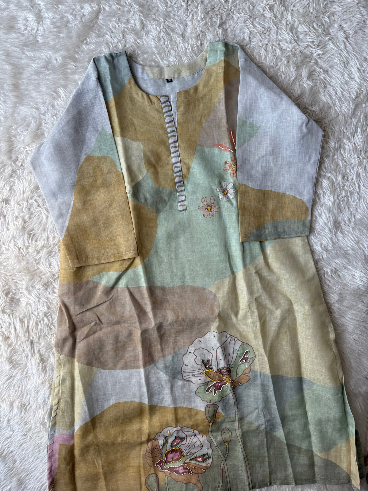 “Plus Size” Linen Kurti Pant Dupatta Set