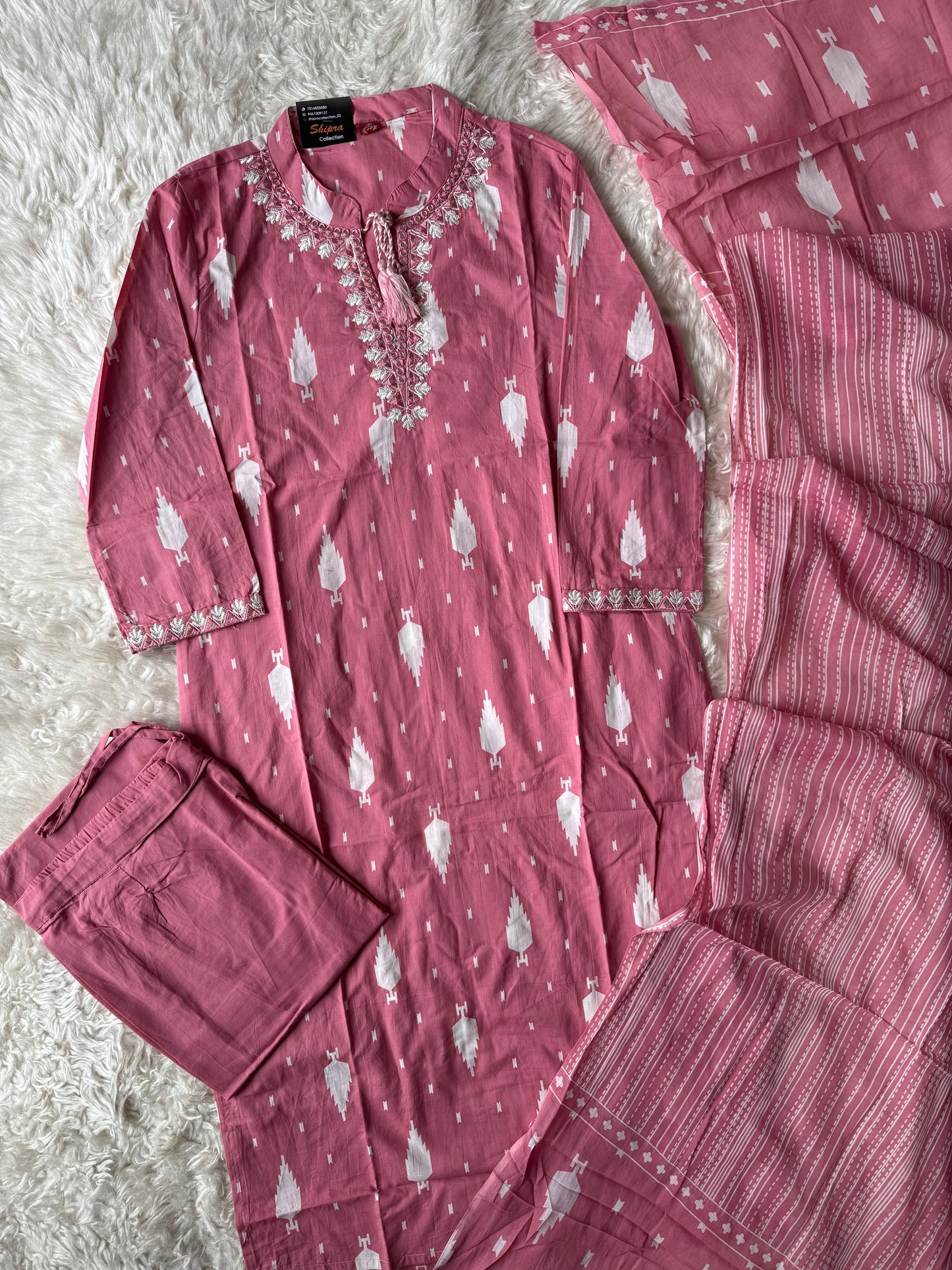 Pure Cotton Kurti Pant Dupatta Set