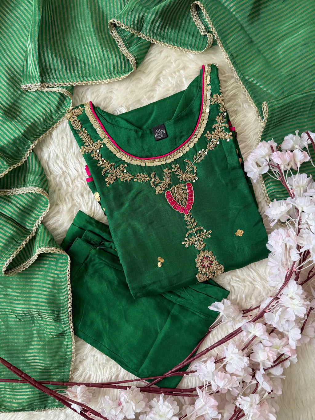 “Plus Size” Dola Silk Kurti Pant Dupatta Set