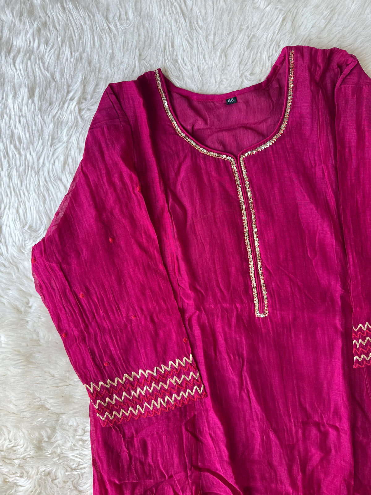 “Plus Size” Mul Chanderi Kurti Pant Dupatta Set