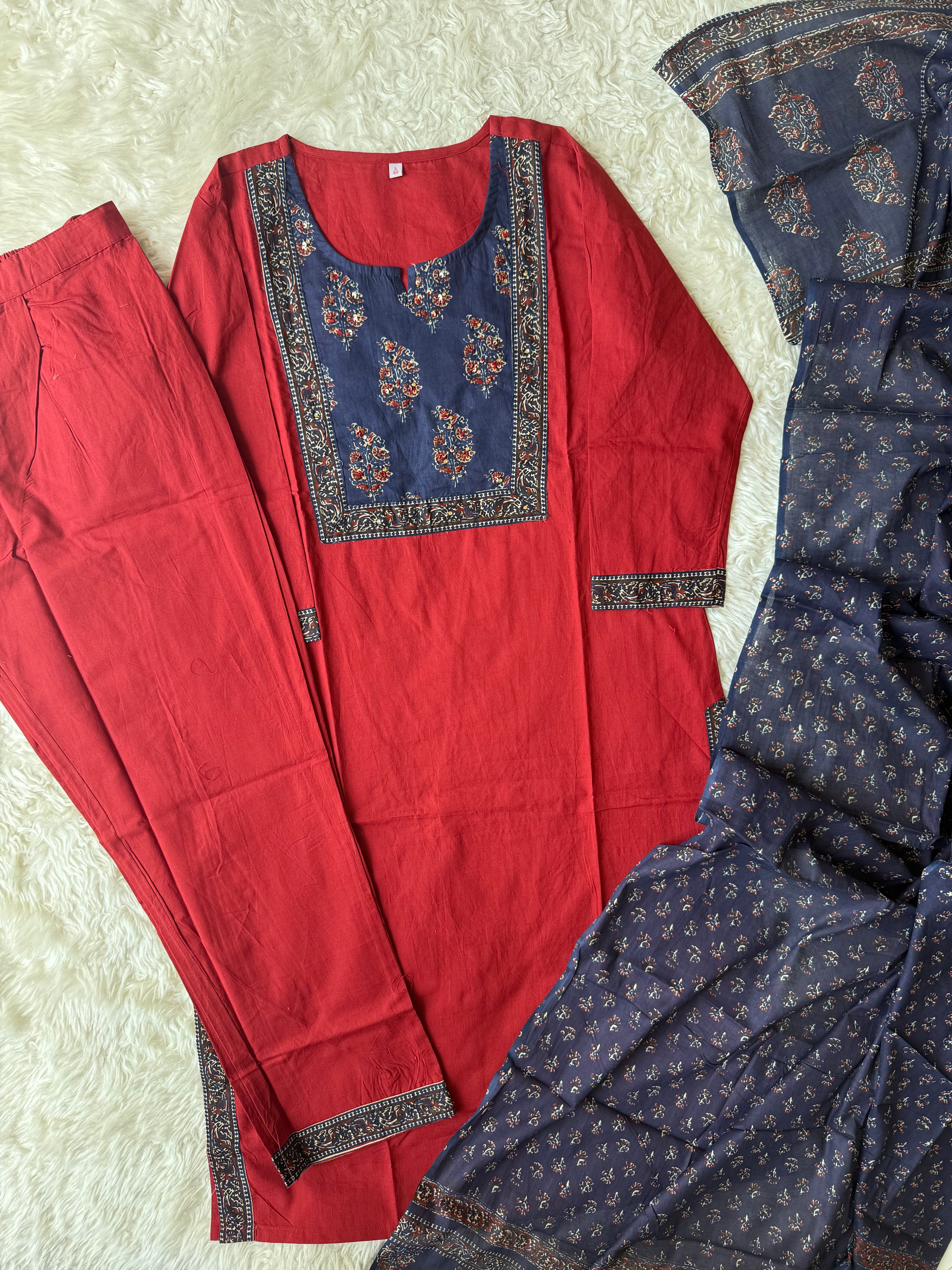 Premium Cotton Kurti Pant Dupatta Set