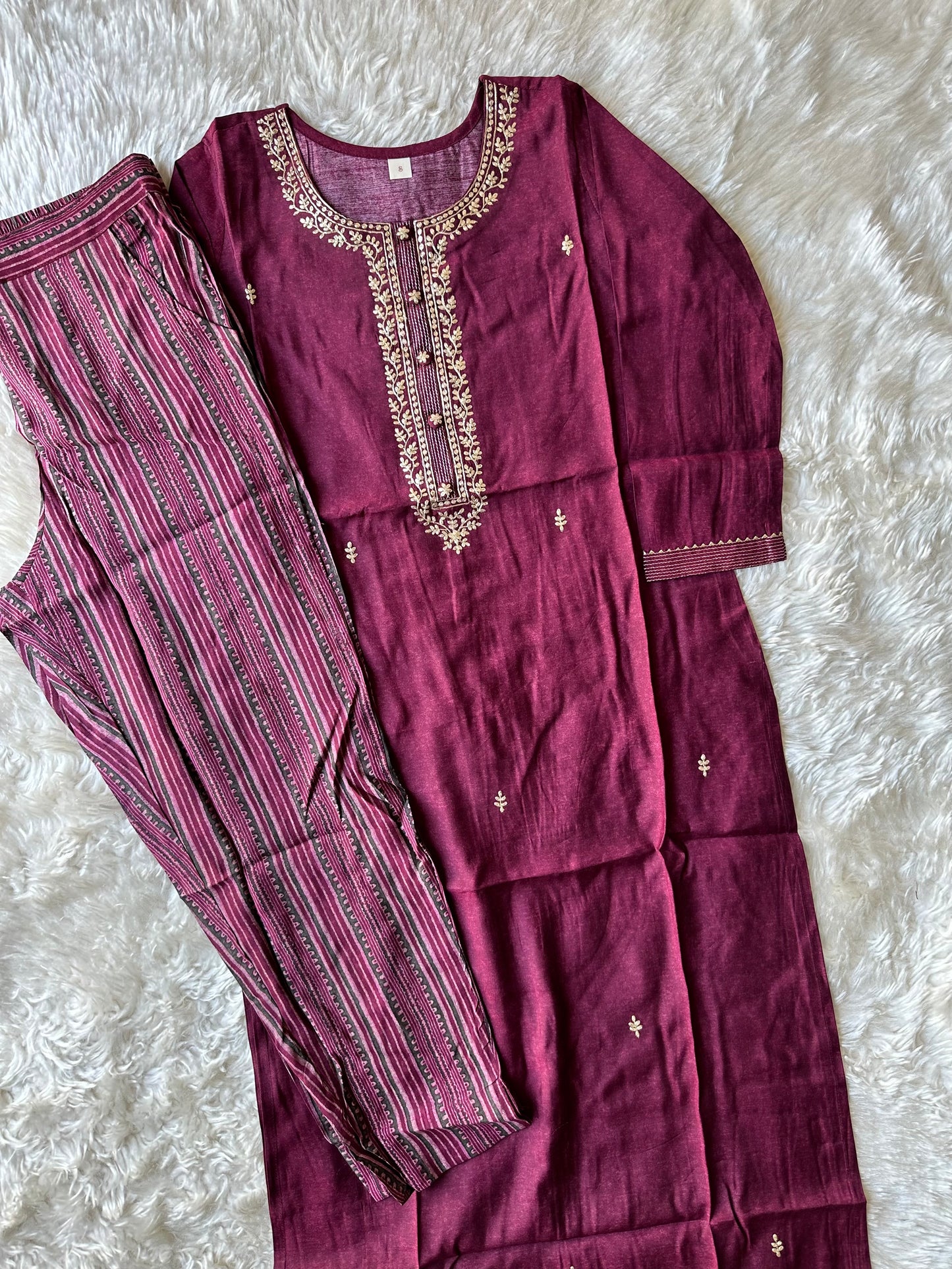 Pure Muslin Silk Kurti Pant Set