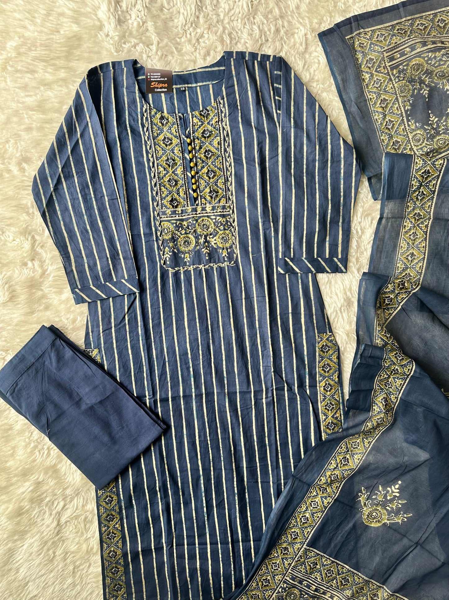 Premium Cotton Kurti Pant Dupatta Set