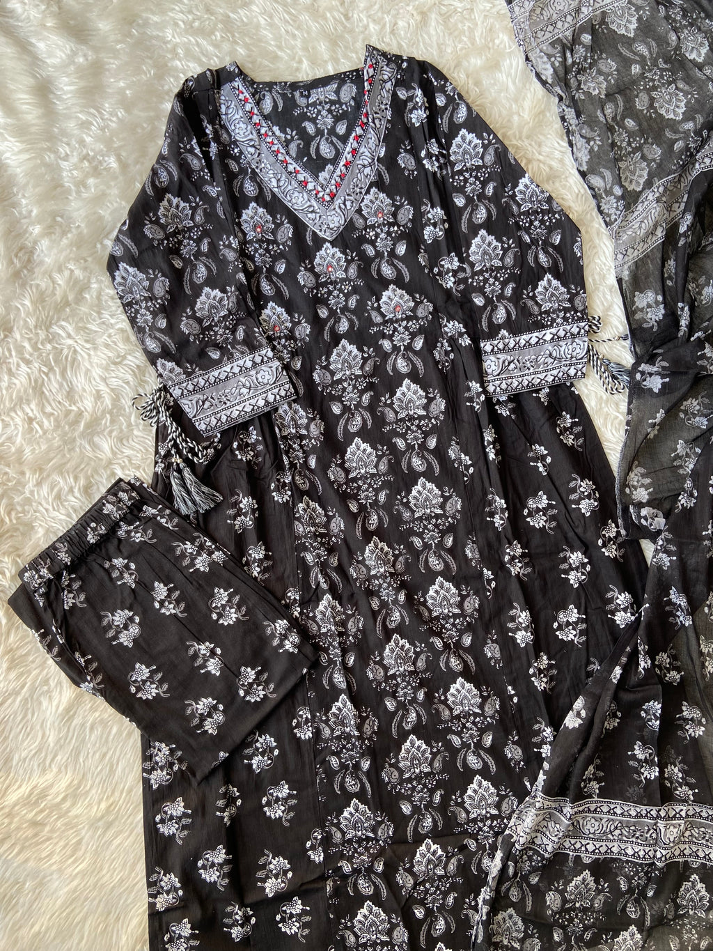 Budget Friendly A-Line Kurti afghnai Pant Dupatta Set