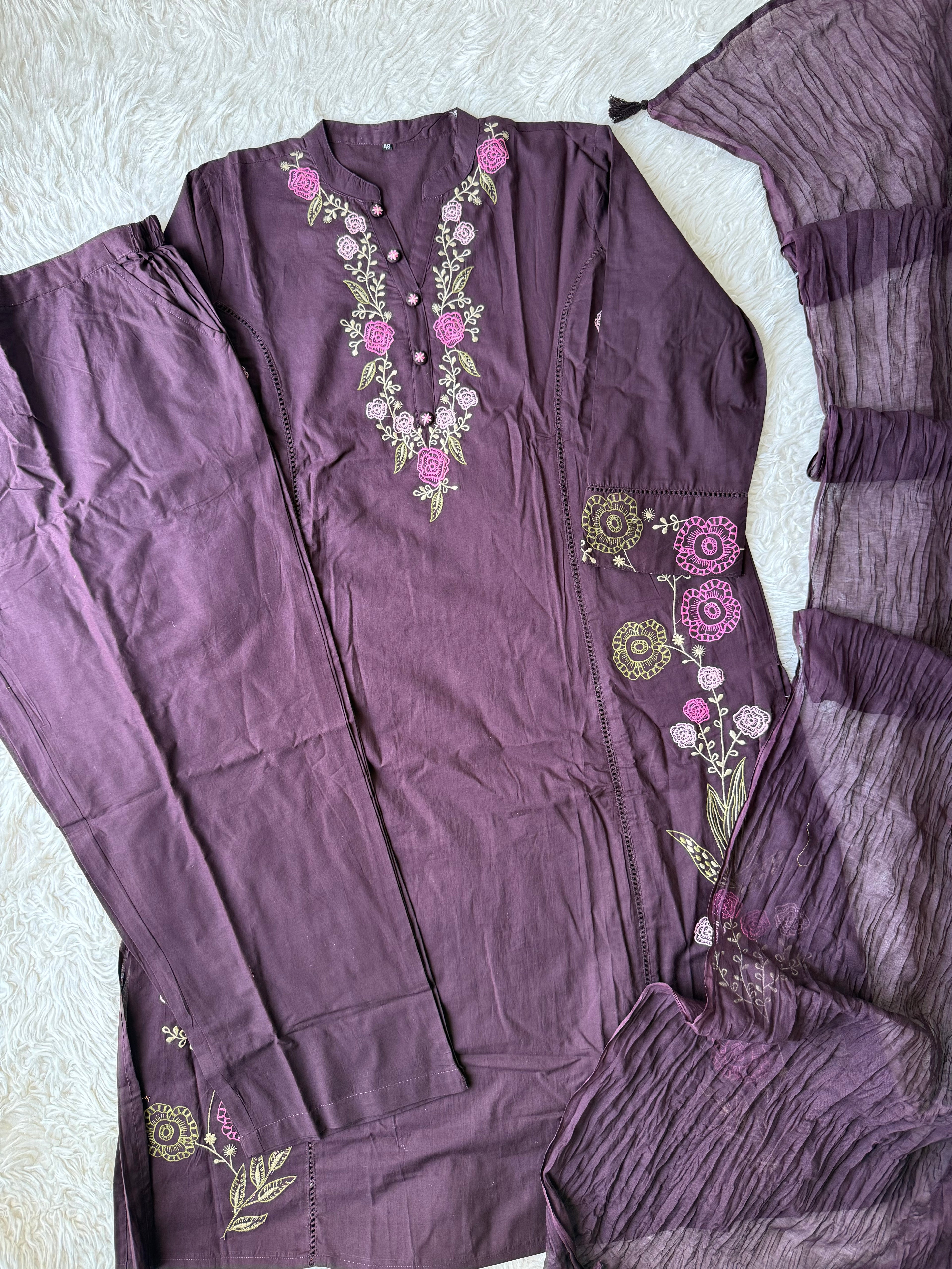 Premium Cotton Kurti Pant Dupatta Set