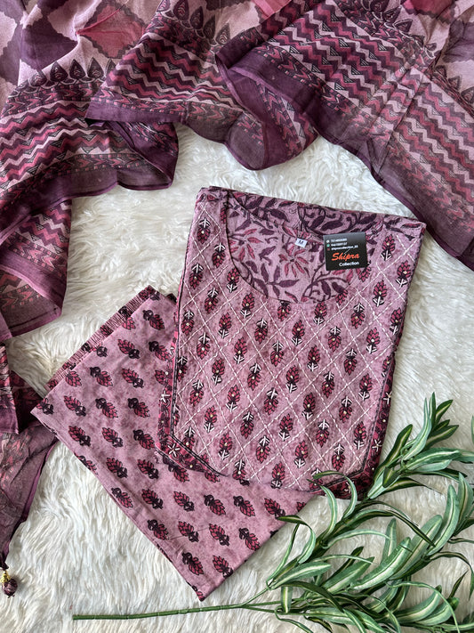 Premium Cotton Kurti Pant Dupatta Set