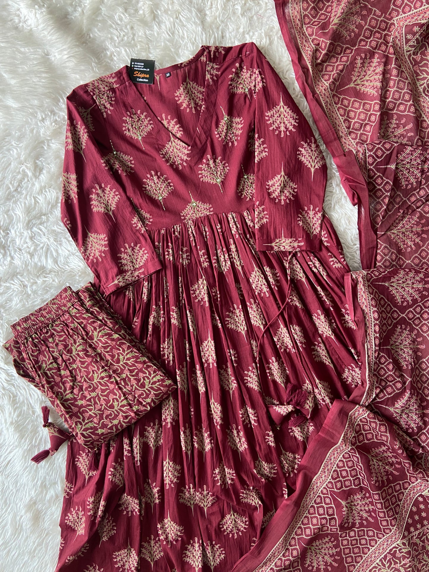 Premium Cotton Full Sleeves Kurti Pant Dupatta Set